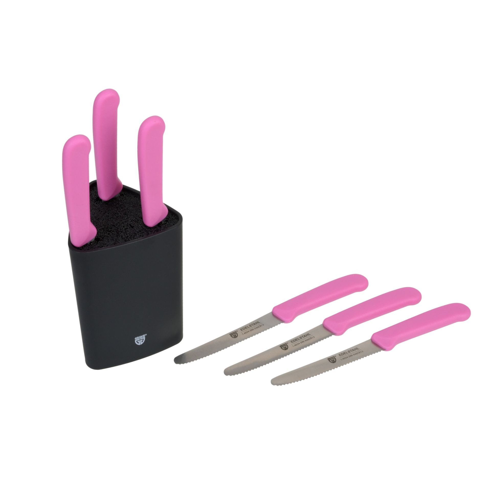 GRÄWE Ножи-Set (7-tlg), Gräwe Universal-Messerblock mit 6 pinken Нож для булочекn