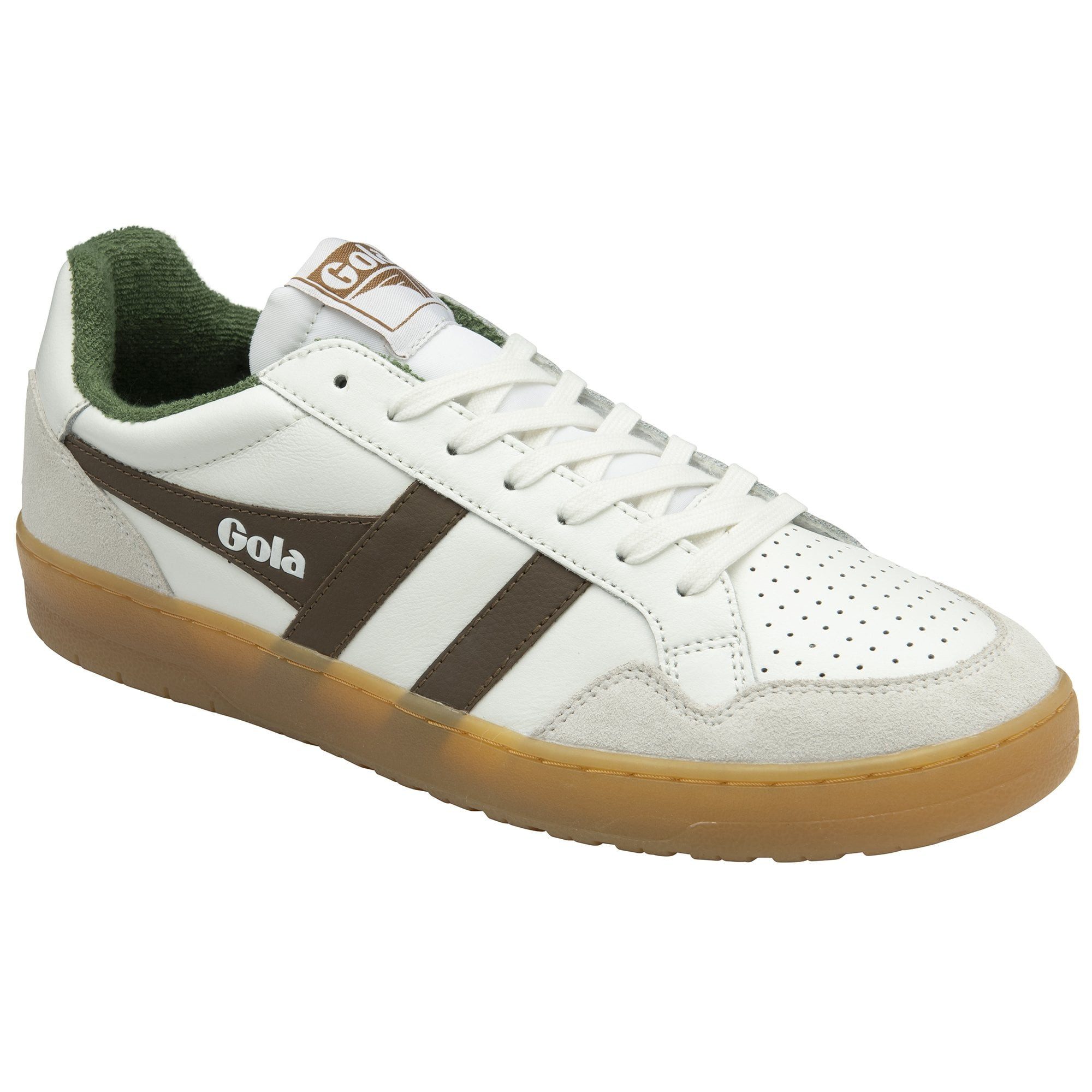 Gola Eagle '86 weiss/dunkelbraun/immergrün Herren Sneaker