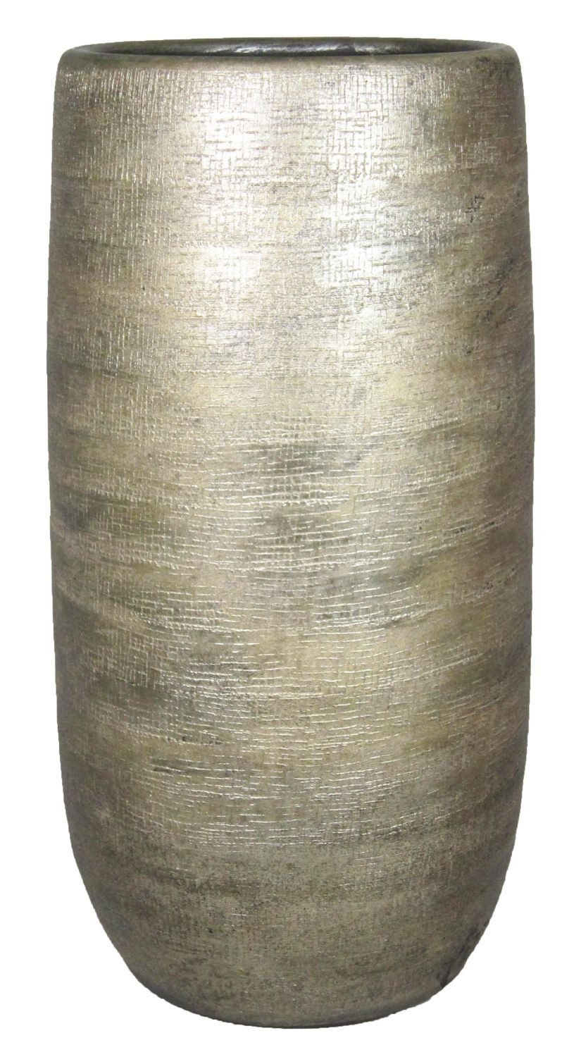 INNA-Glas Dekovase Keramikvase mit Maserung, Gold, 50 cm, Ø 24,5 cm