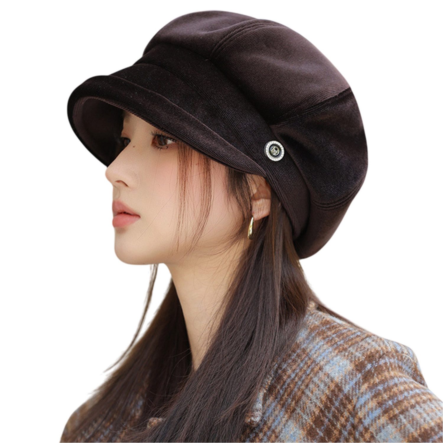 Refttenw Baskenmütze Damen Baskenmütze mit Schirm,Schirmmütze,Damen Winter- günstig online kaufen