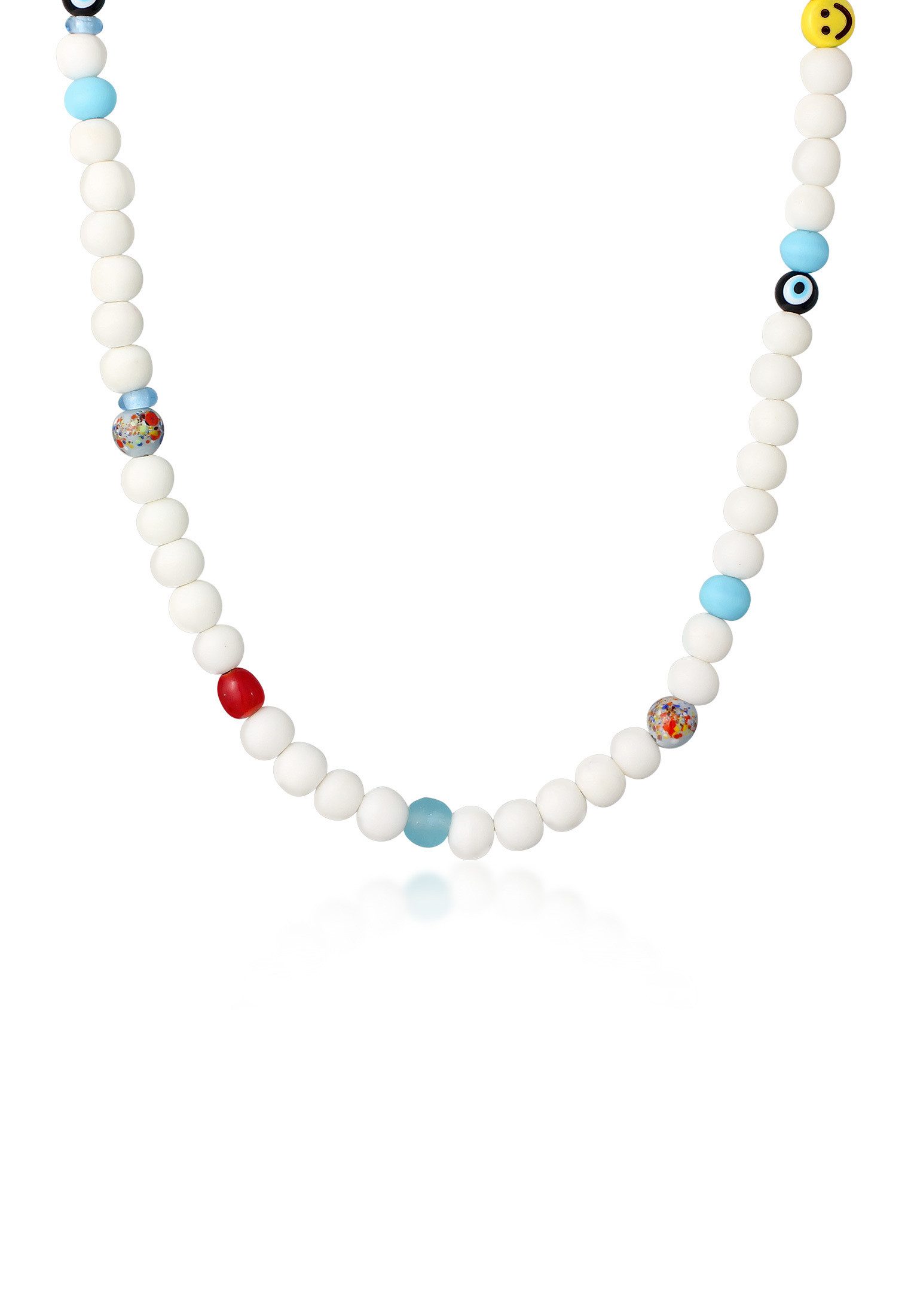 Kuzzoi Silberkette Smiling Bead Glas Harz Perlen 925 Silber, Evil Eye