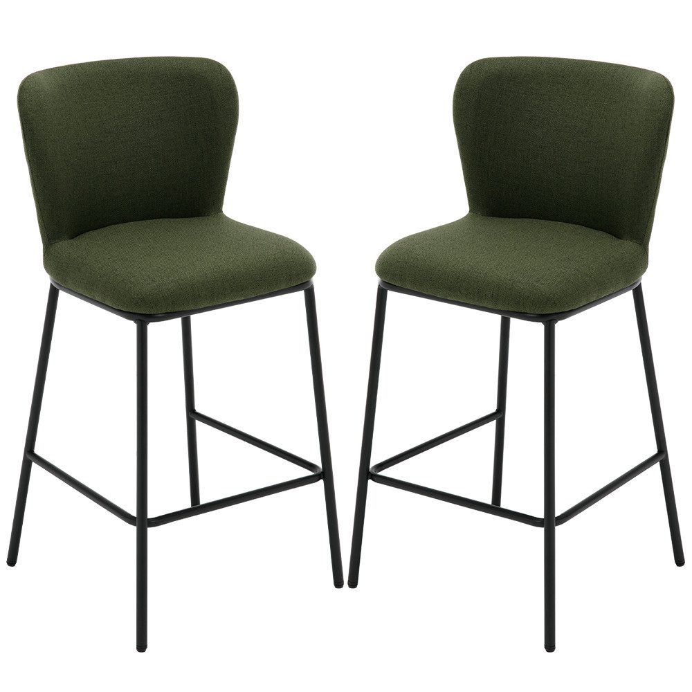 Barhocker Leinen Barstuhl Küchenhocker mit Lehne 2er Set Thekenhocker