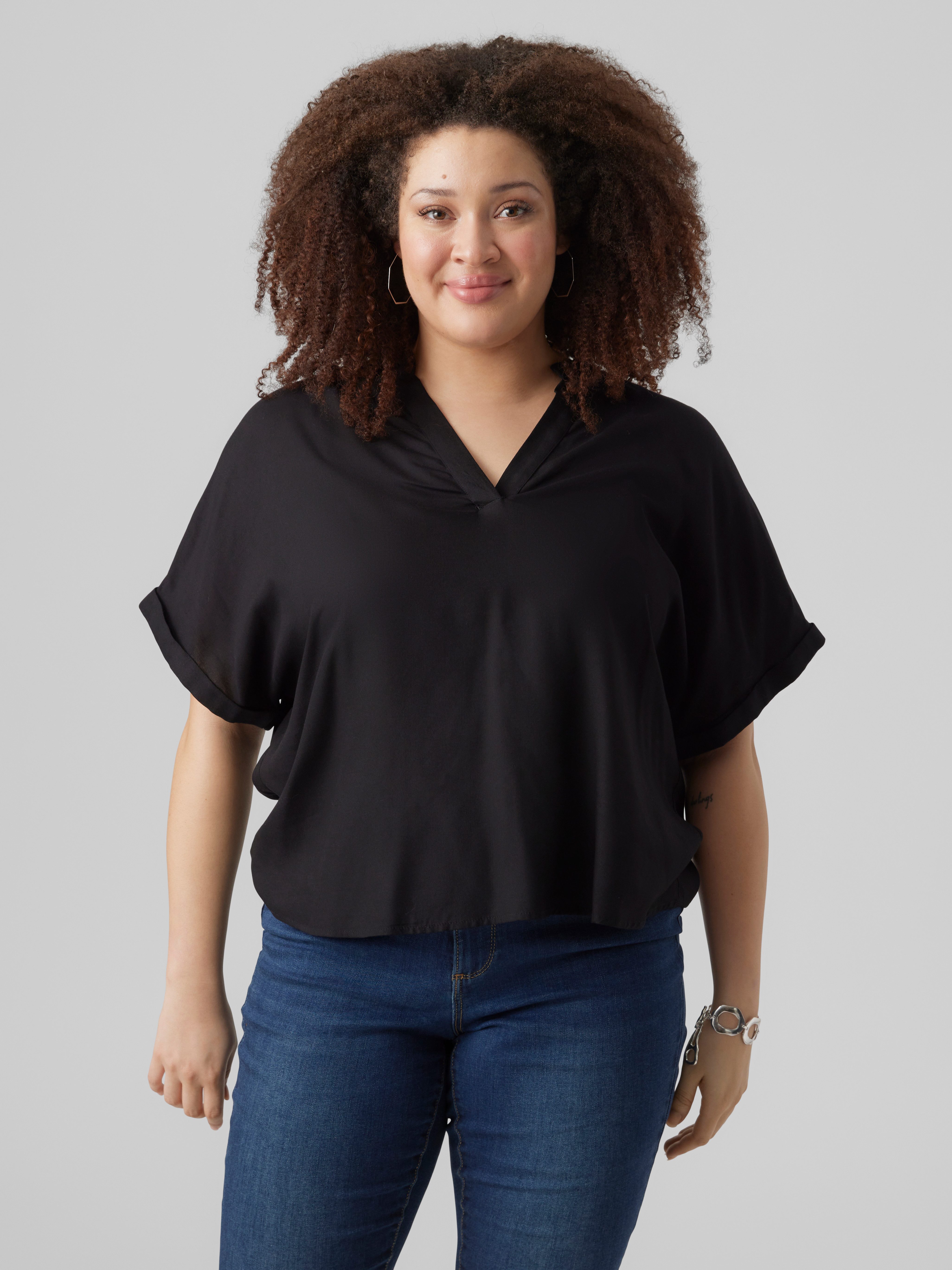Vero Moda Curve Shirtbluse VMCBEAUTY SS TOP NOOS CUR Viskose, regular fit, günstig online kaufen