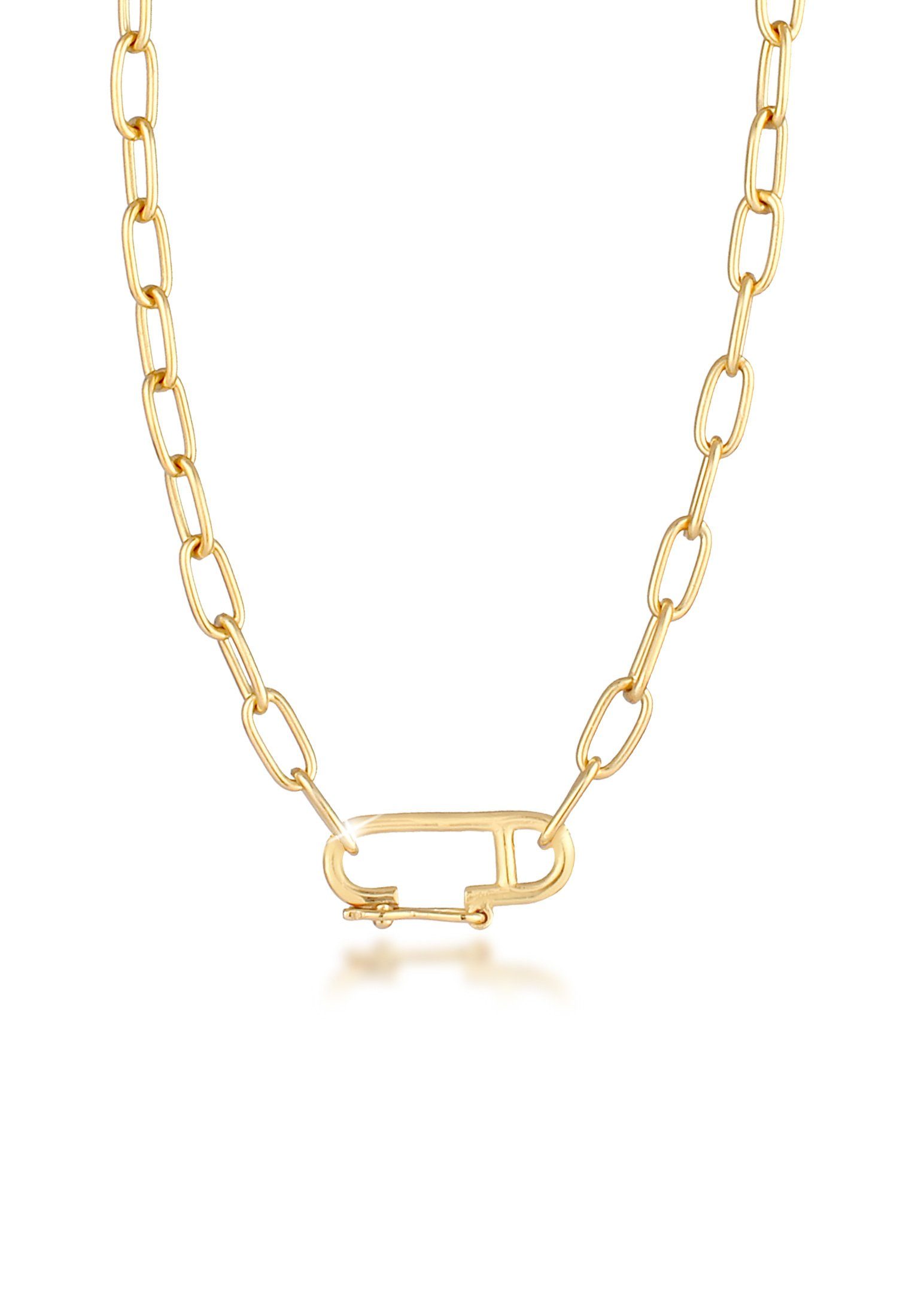 Elli Kette mit Anhänger Gliederkette Oval Verstellbar Basic 925 Silber, Sicherheitsnadel