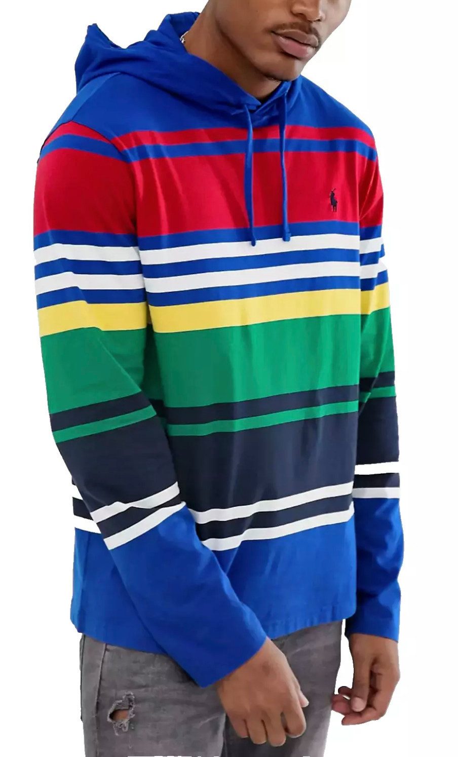 Polo Ralph Lauren Langarmshirt Herren Kapuzen Longsleeve Streifen Sweater T-Shirt Kordelzug an der Kapuze,Leicht, weich und atmungsaktiv