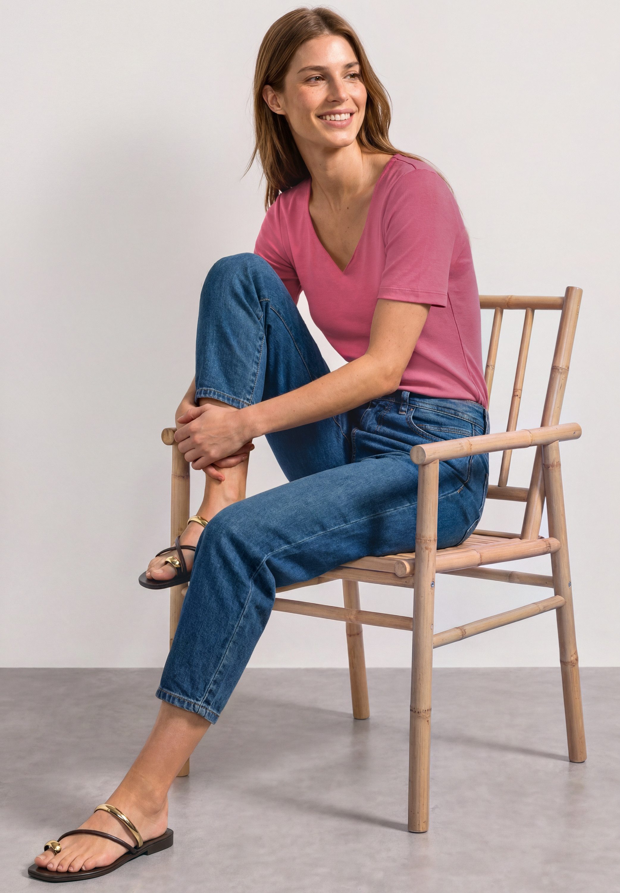 STREET ONE Kurzarmshirt Style Ada Sommershirt mit Herz-Ausschnitt