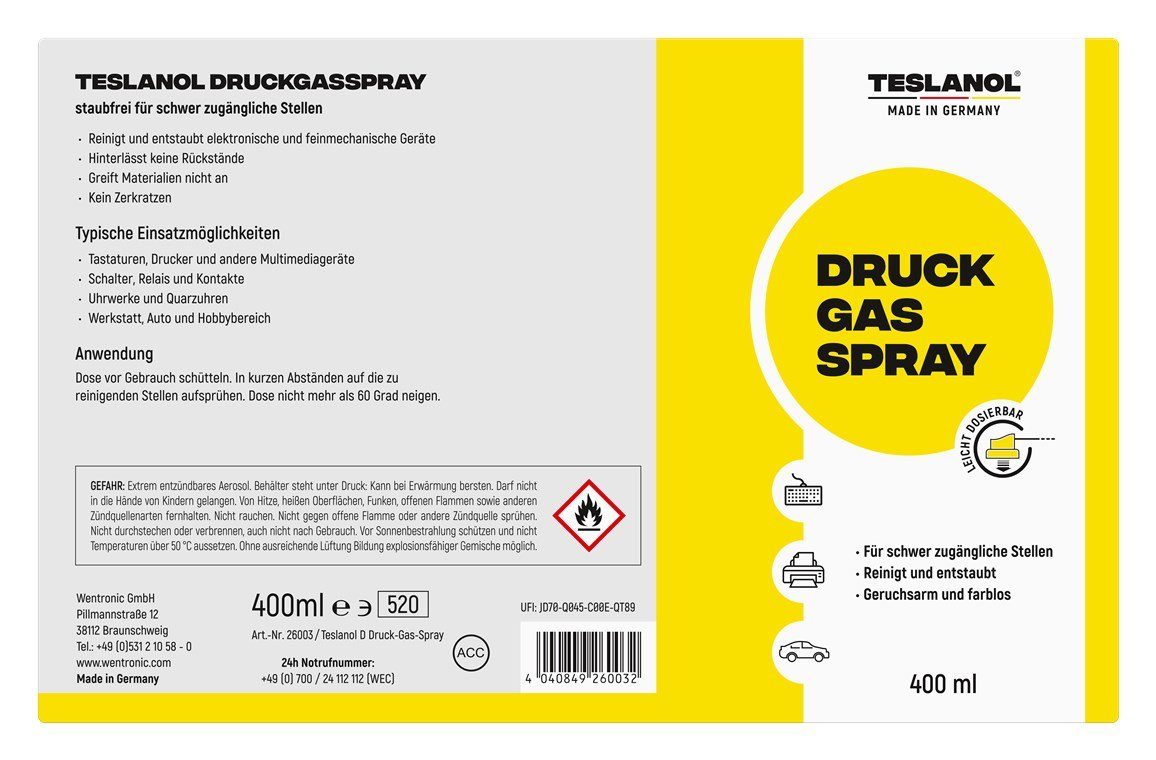 teslanol Schmierfett Teslanol Druckgasspray 400 ml