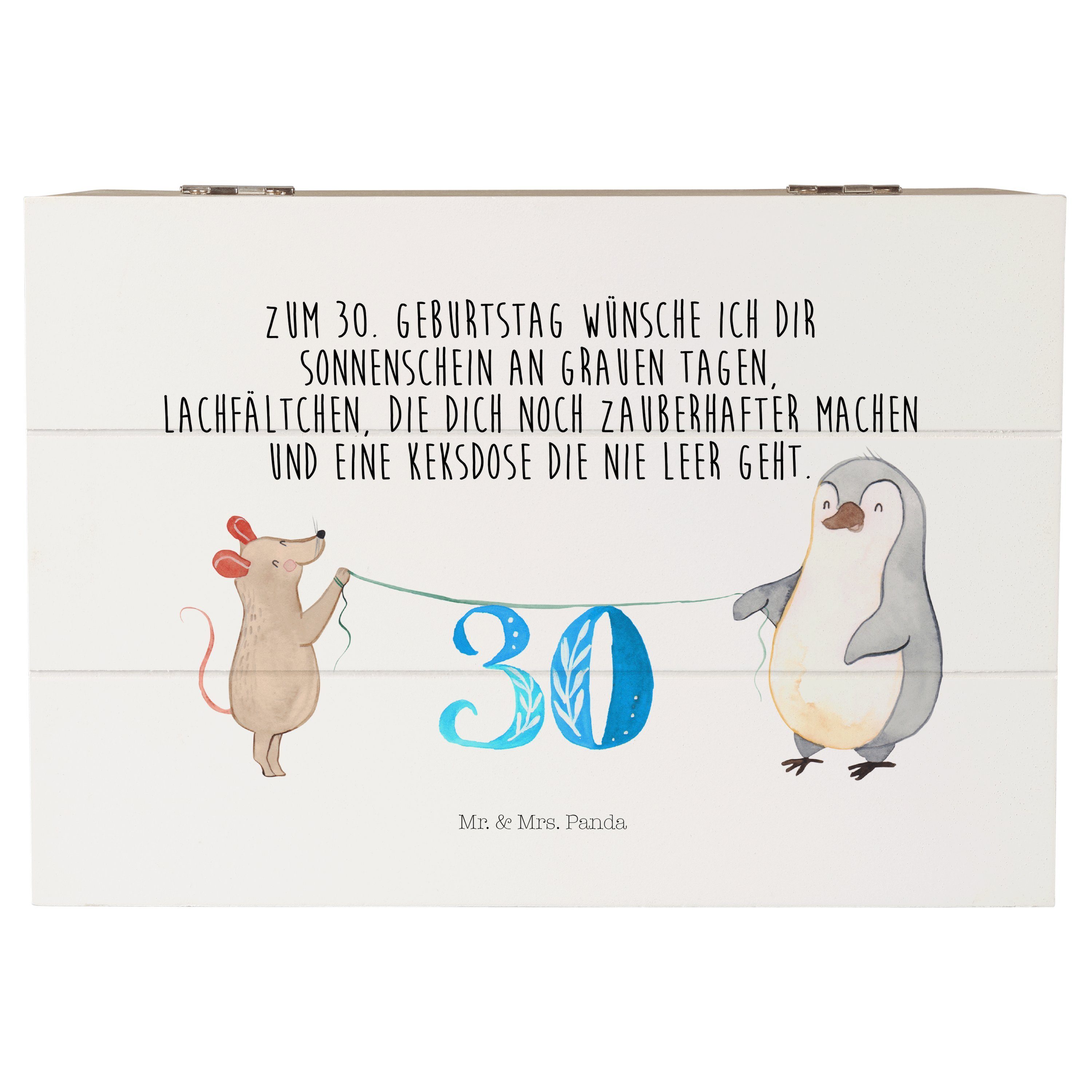 Mr. & Mrs. Panda Dekokiste 22 x 15 cm 30. Geburtstag Maus Pinguin - Weiß - Geschenk, Feier, Kuch (1 St), Handverlesene Designs