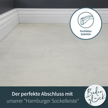 Bodenglück Vinylboden Klick-Vinyl Cloppenburg, Grau Beton, Fliesenoptik mit Trittschalldämmung, 907 x 450 x 5 mm, Paketpreis für 2,45m², TÜV geprüft