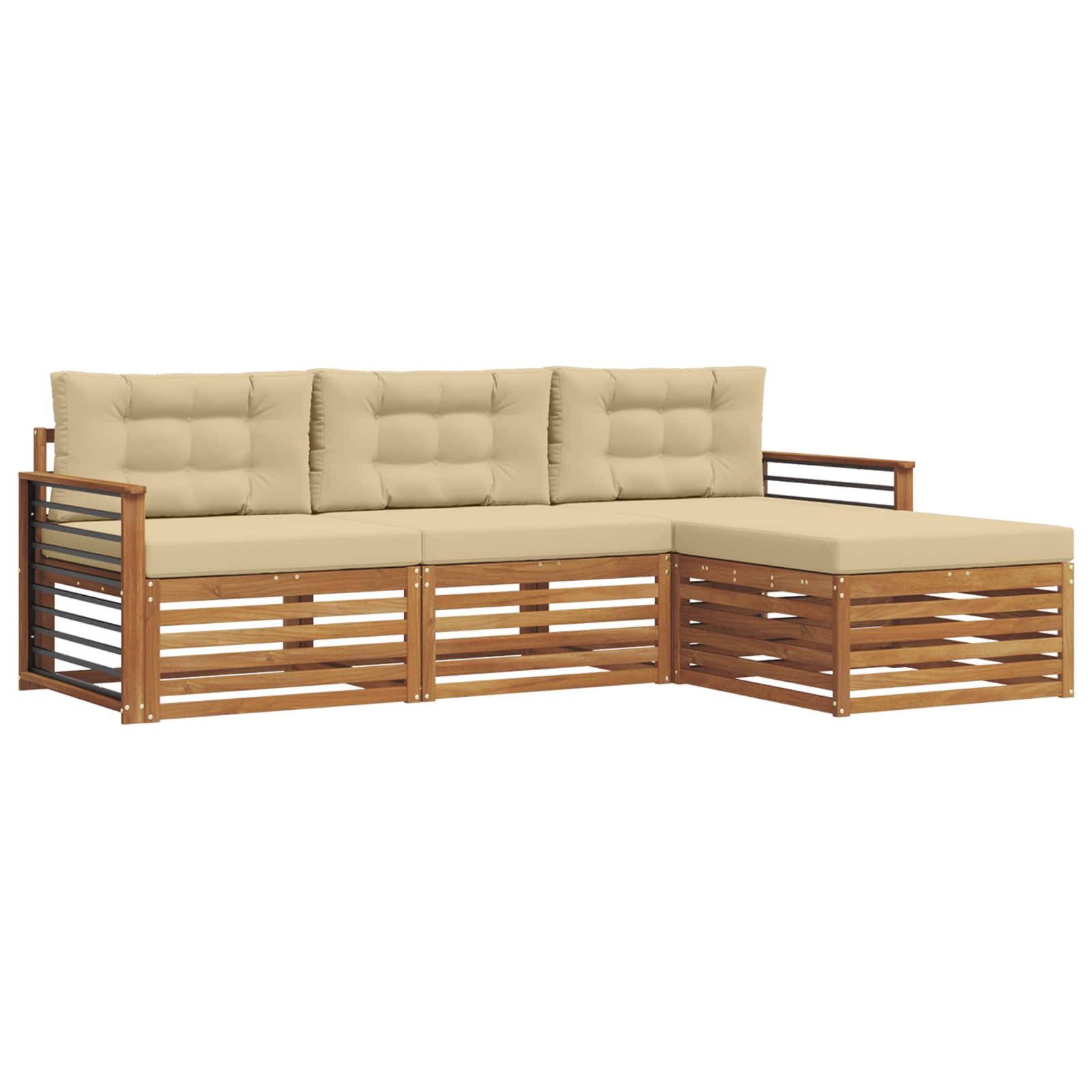 Gartenlounge-Set Outdoor-Sofagarnitur Natur und Beige 249,5 x 162,5 x 73 cm