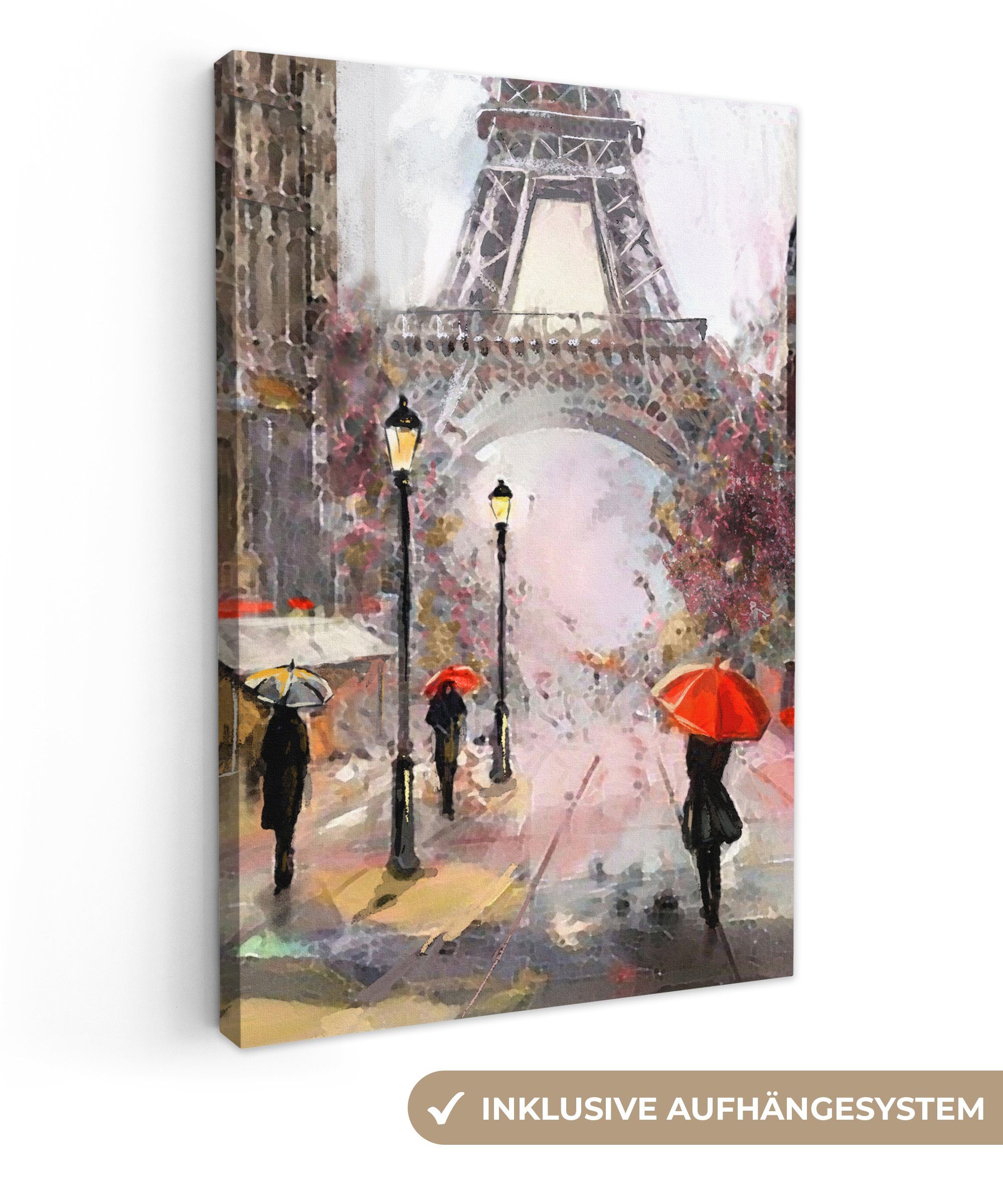 OneMillionCanvasses® Leinwandbild Kunstdrucke - Paris - Eiffelturm - Regens günstig online kaufen