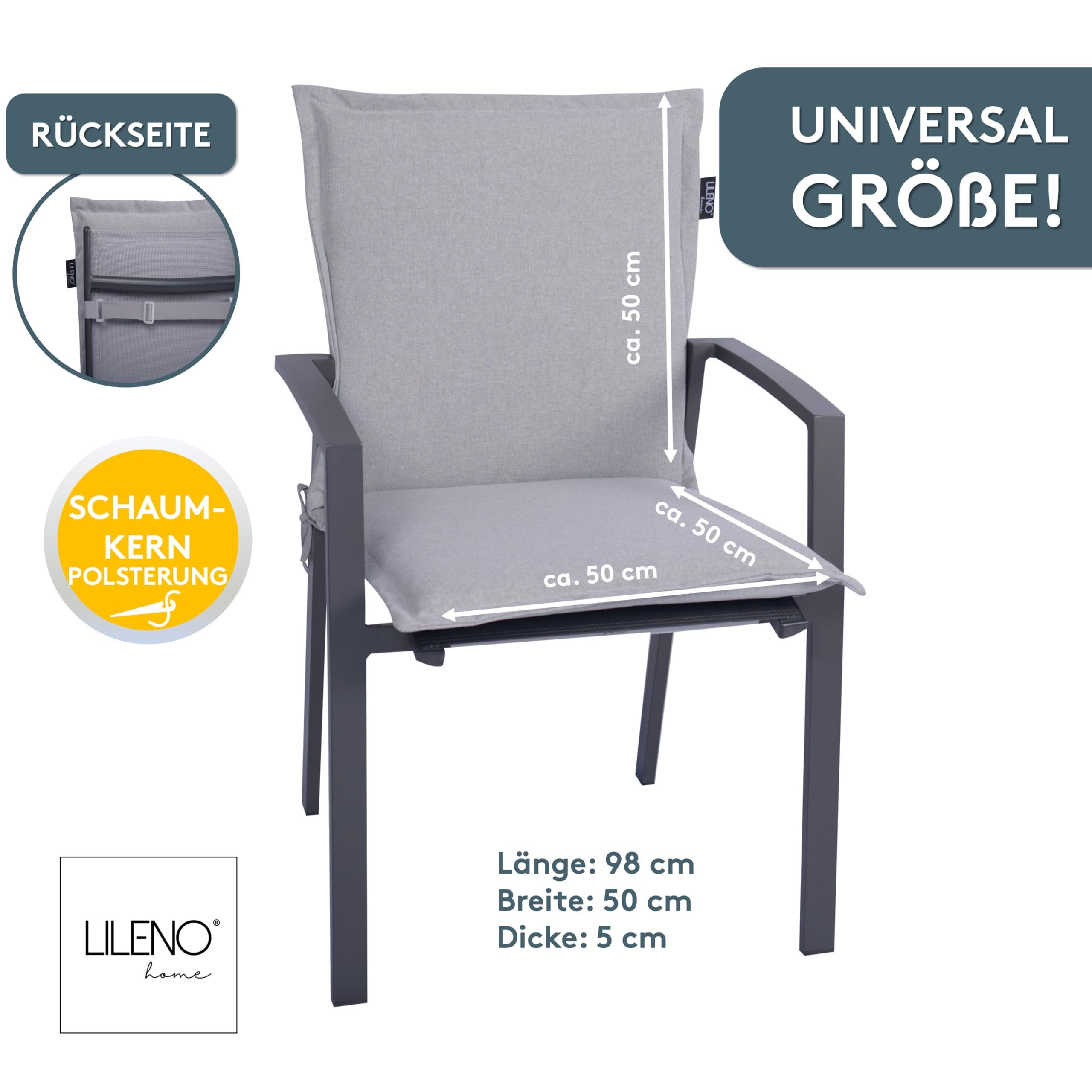 LILENO HOME Polsterauflage Gartenstuhl Niedriglehner Auflage, bequeme Sitzauflage für Gartenmöbel, (1 St., 1er Set), Polsterauflage Silber, Sitzpolster für Klappstühle