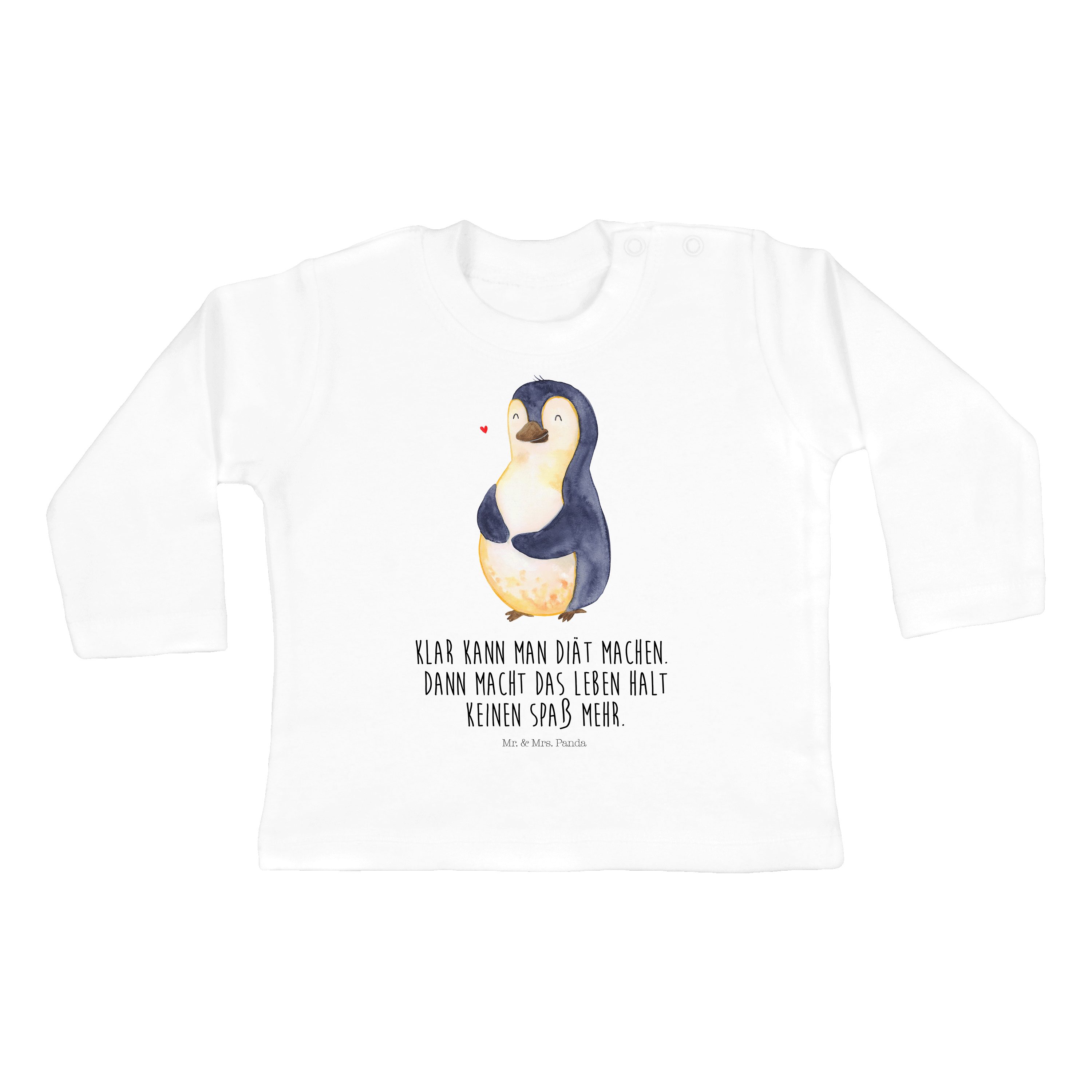 Mr. & Mrs. Panda Strampler Pinguin Diät - Weiß - Geschenk, Selbstrespekt, Langarm, Mädchen, Bauc (1-tlg)