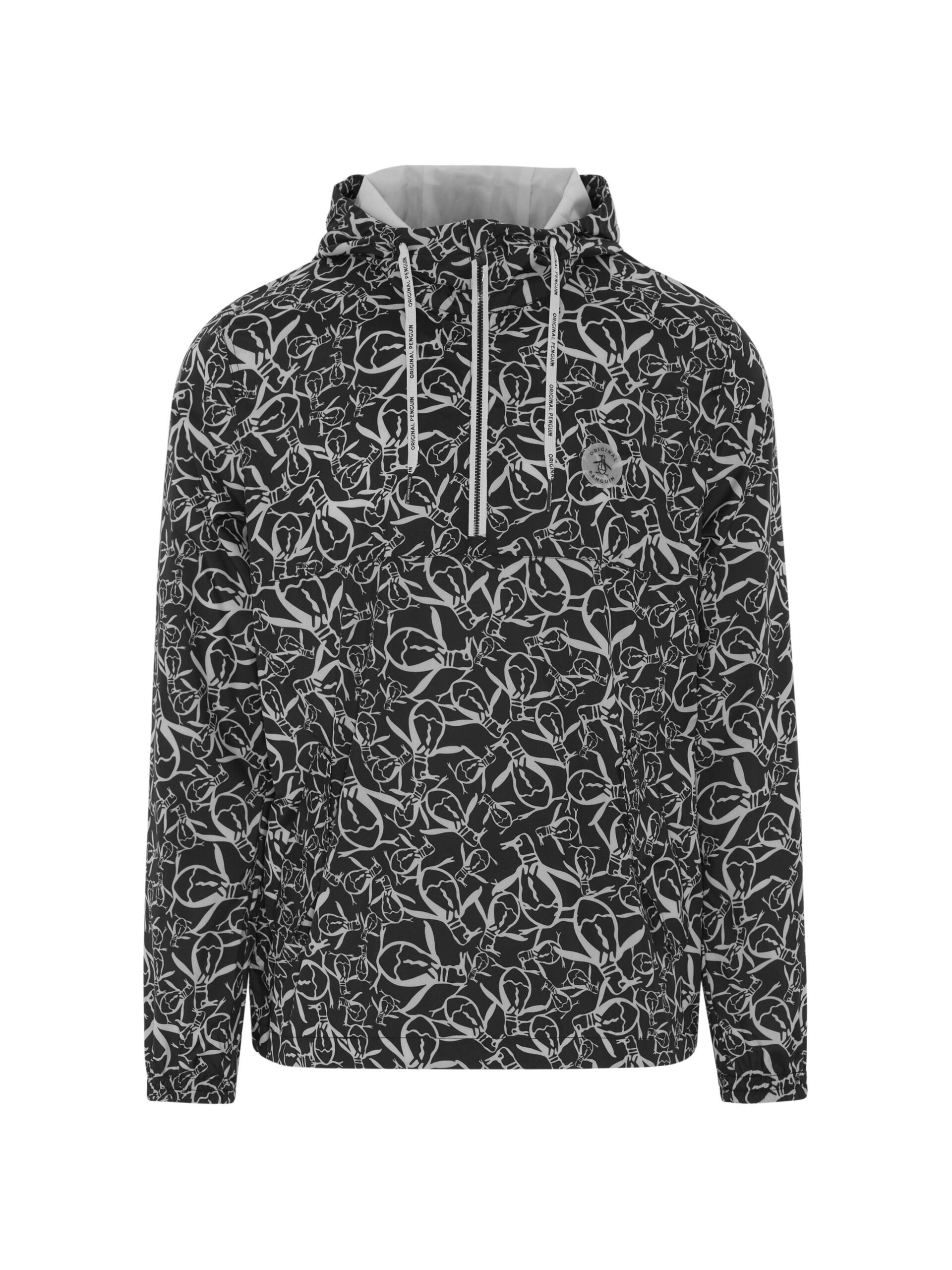 Original Penguin Longsweatshirt Penguin Golf Hoodie Windbreaker Print Schwarz Herren M