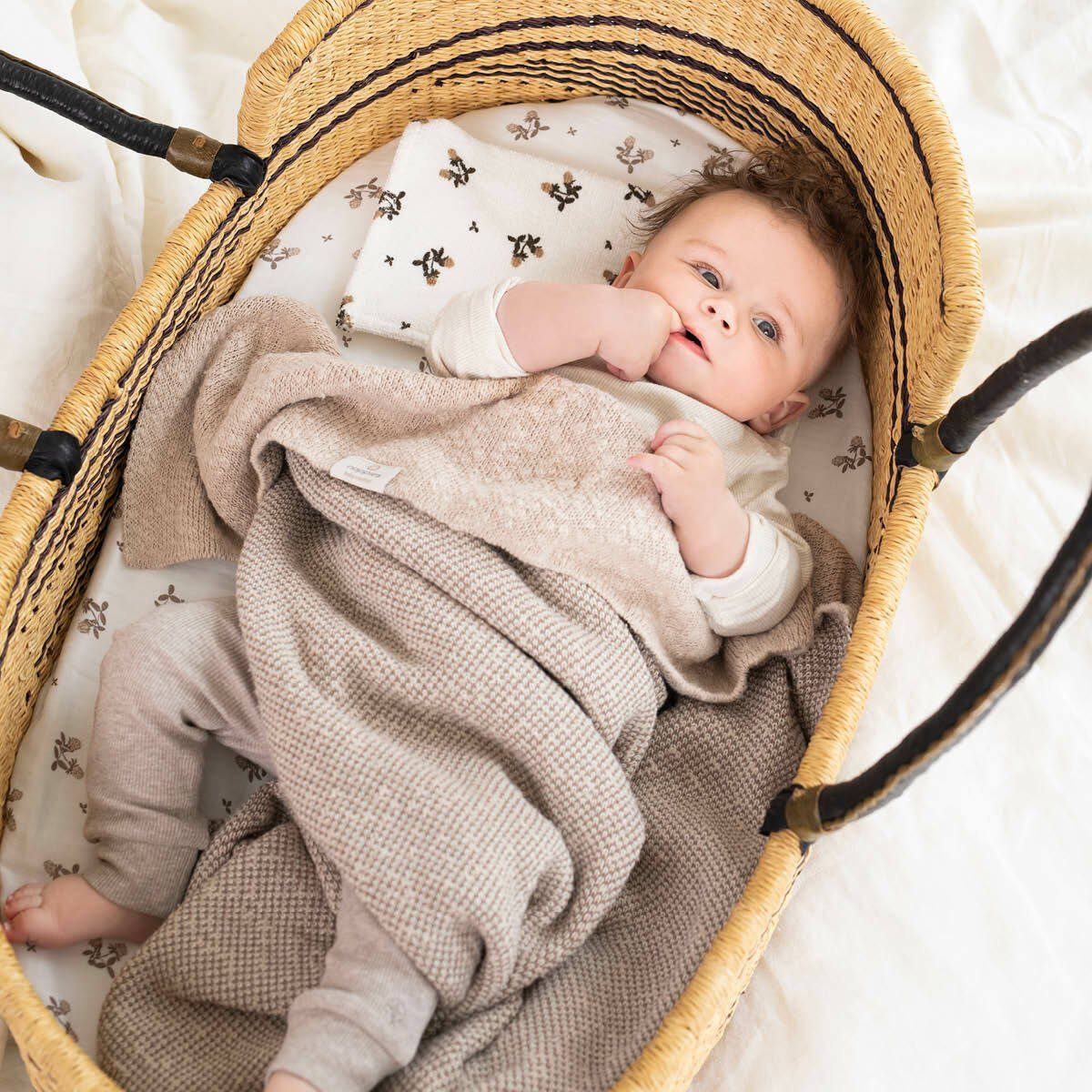 Babydecke Noppies Decke für die Melange Oxford cm, 75x100 knit Tan Wiege Noppies