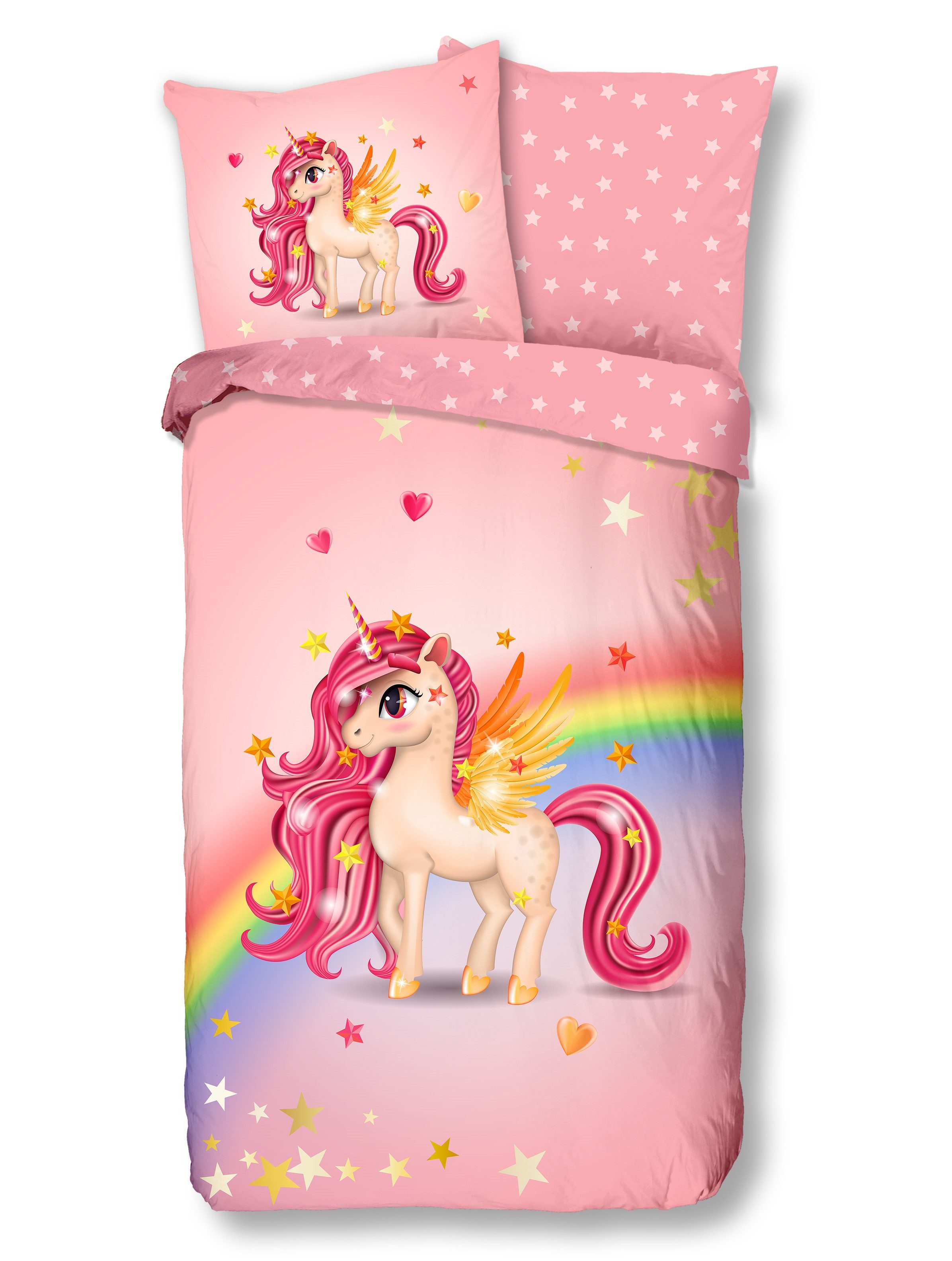 soma Bettwäsche Kinderbettwäsche Regenbogen Set 2tlg günstig online kaufen