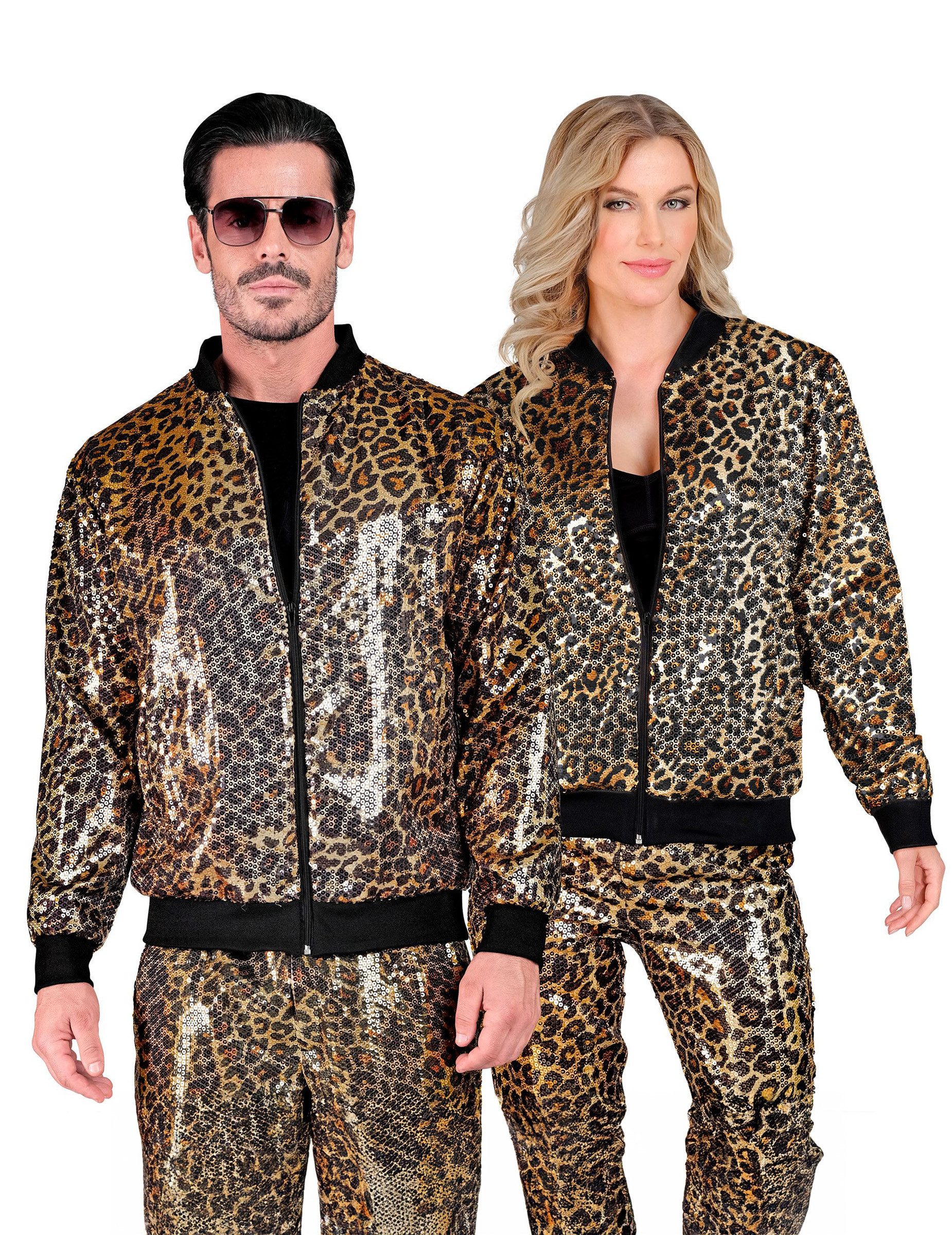 Widmann S.r.l. Kostüm Pailletten Bomberjacke Leopardenmuster Erwachsene günstig online kaufen