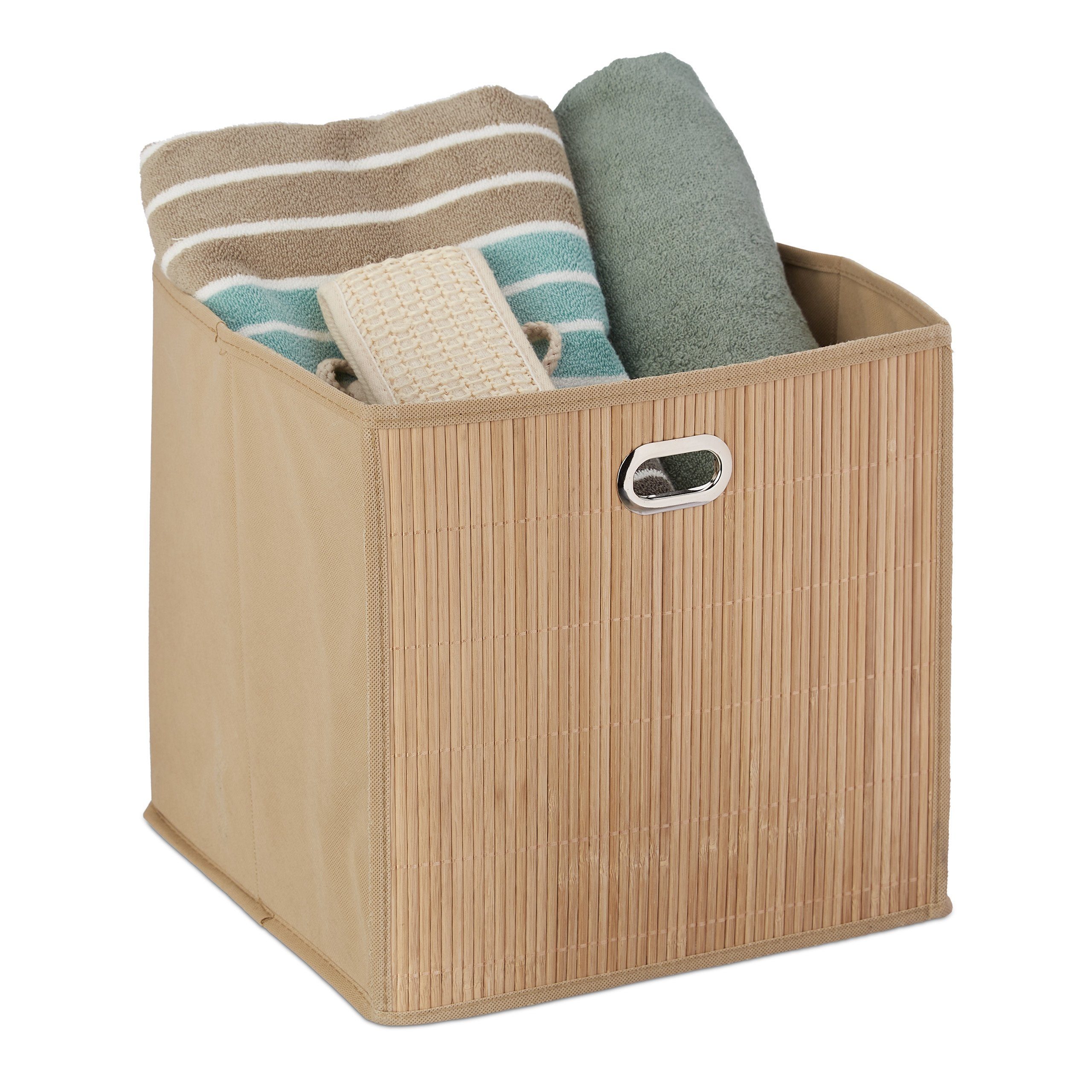 relaxdays Aufbewahrungskorb Aufbewahrungskorb Bambus hoch, Natur Beige Hellbraun