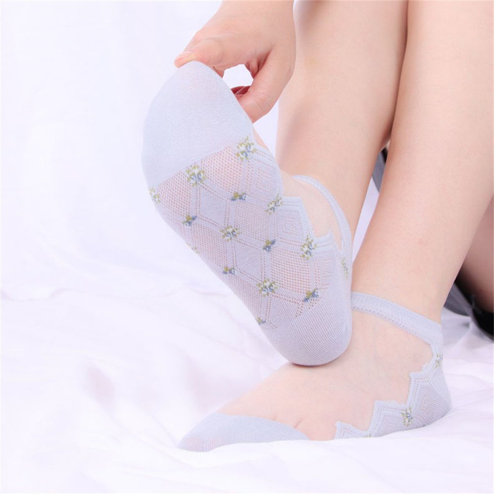 Sommer Wadensocken 10er Socken Crystal Floral Damen Socken Silk dünne DÖRÖY Set,