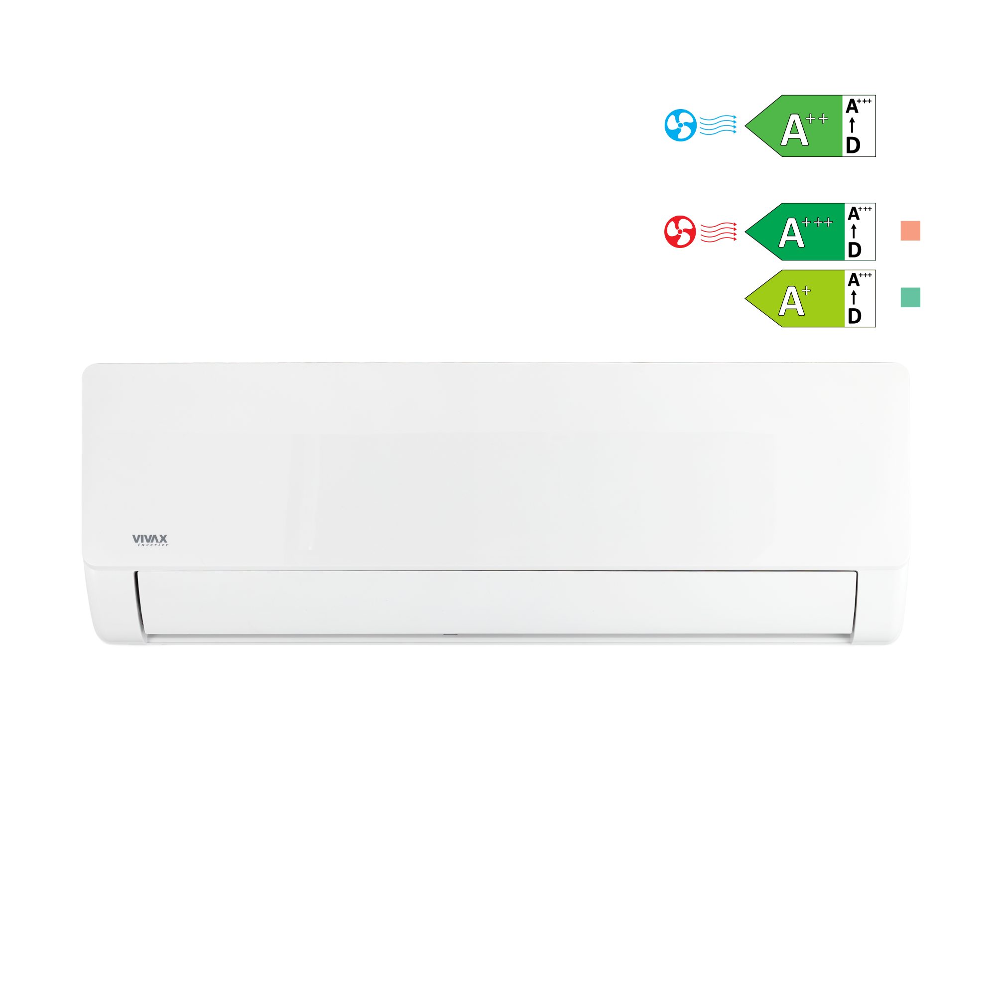 Vivax Split-Klimagerät A++ Split Klimaanlage für Wohnung ohne Abluftschlauch kühlen & Heizen, Selbstreinigung, Entfeuchtungsfunktion, ECO-Funktion, Staubfilter