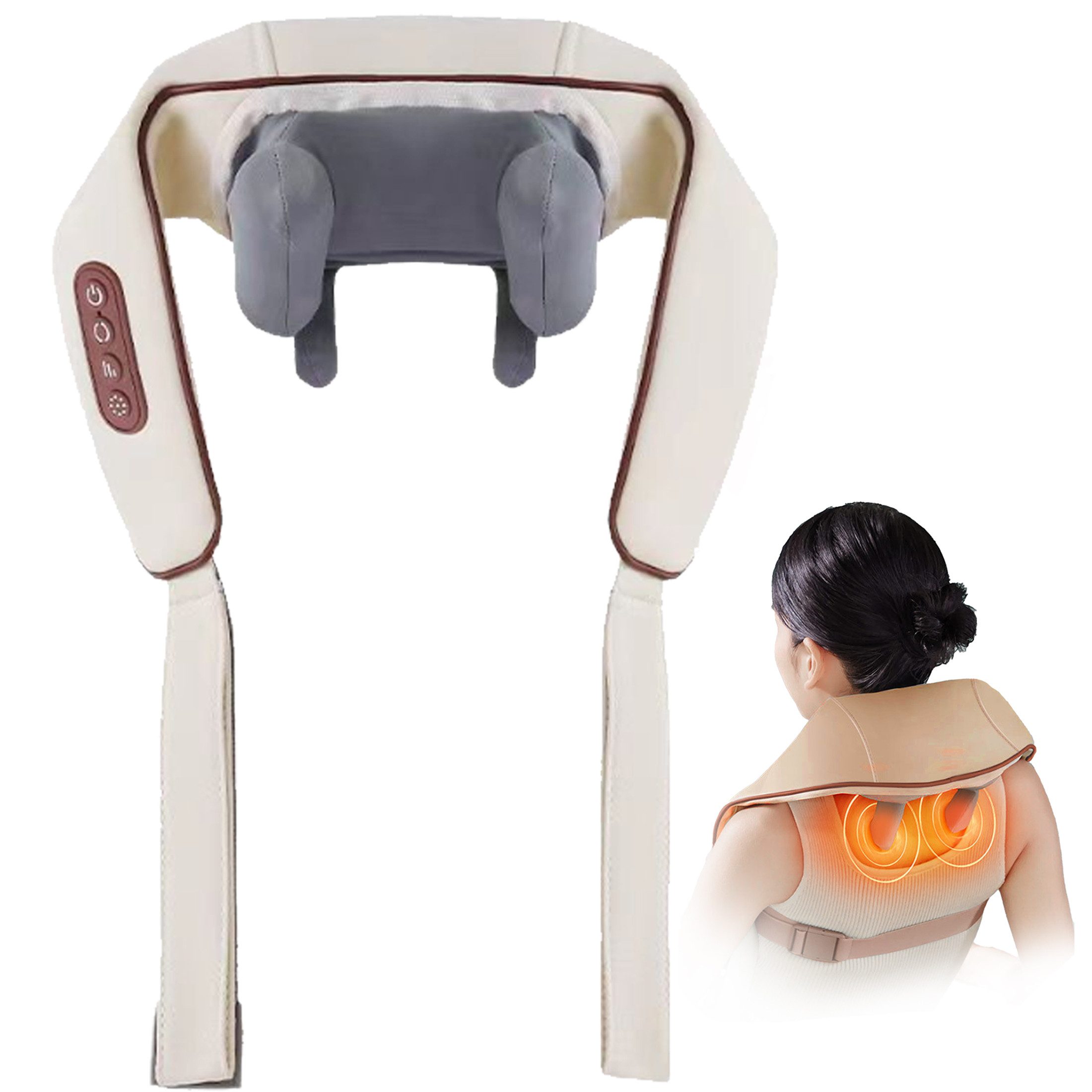 Nacken-Massagegerät Massagegerät, mit 6 Massageköpfe & Wärmefunktion