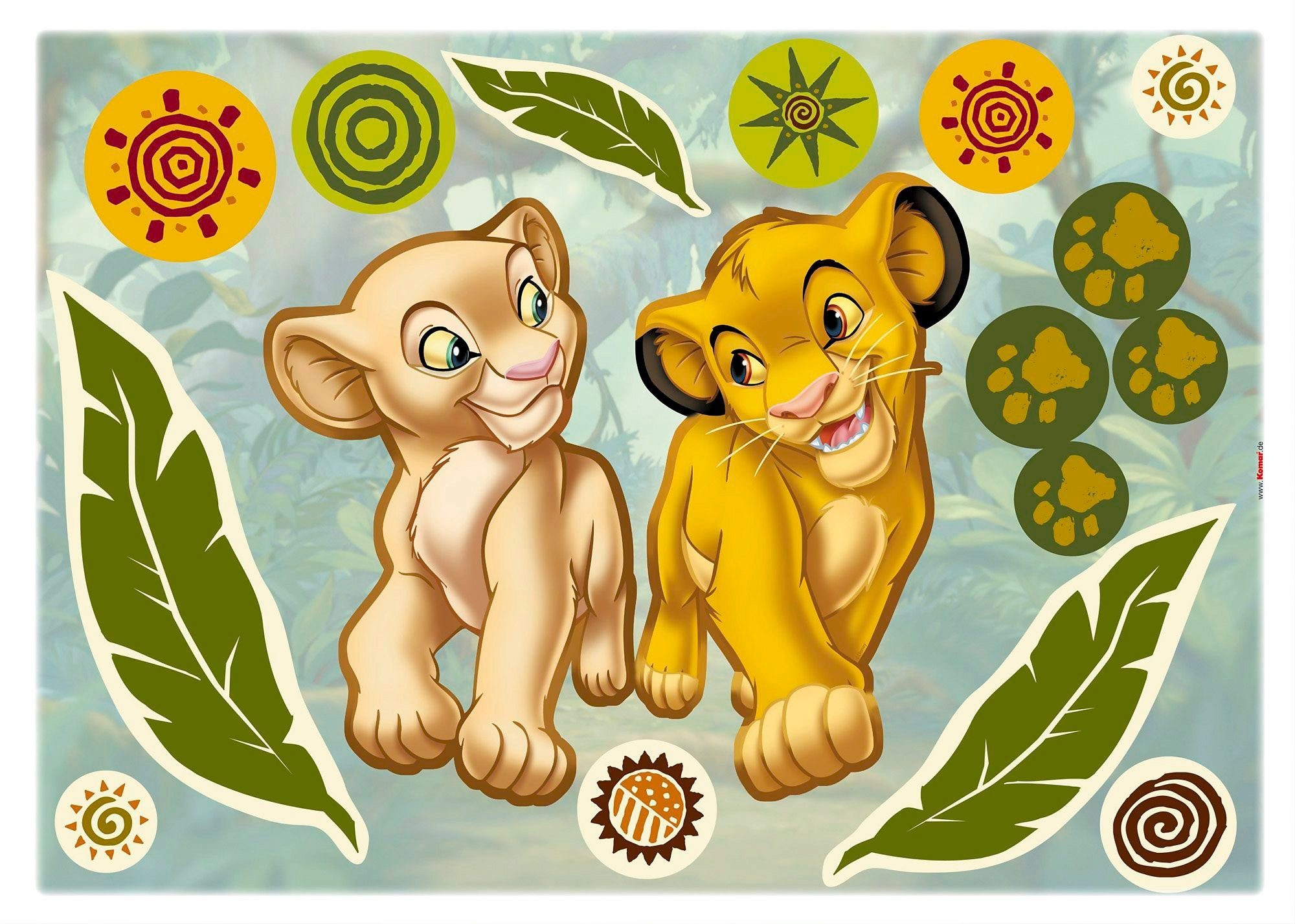 Komar Wandtattoo Simba and Nala - Größe 50 x 70 cm (17 St), selbstklebend, Wandsticker, Kinderzimmer – Bild 2 von 2