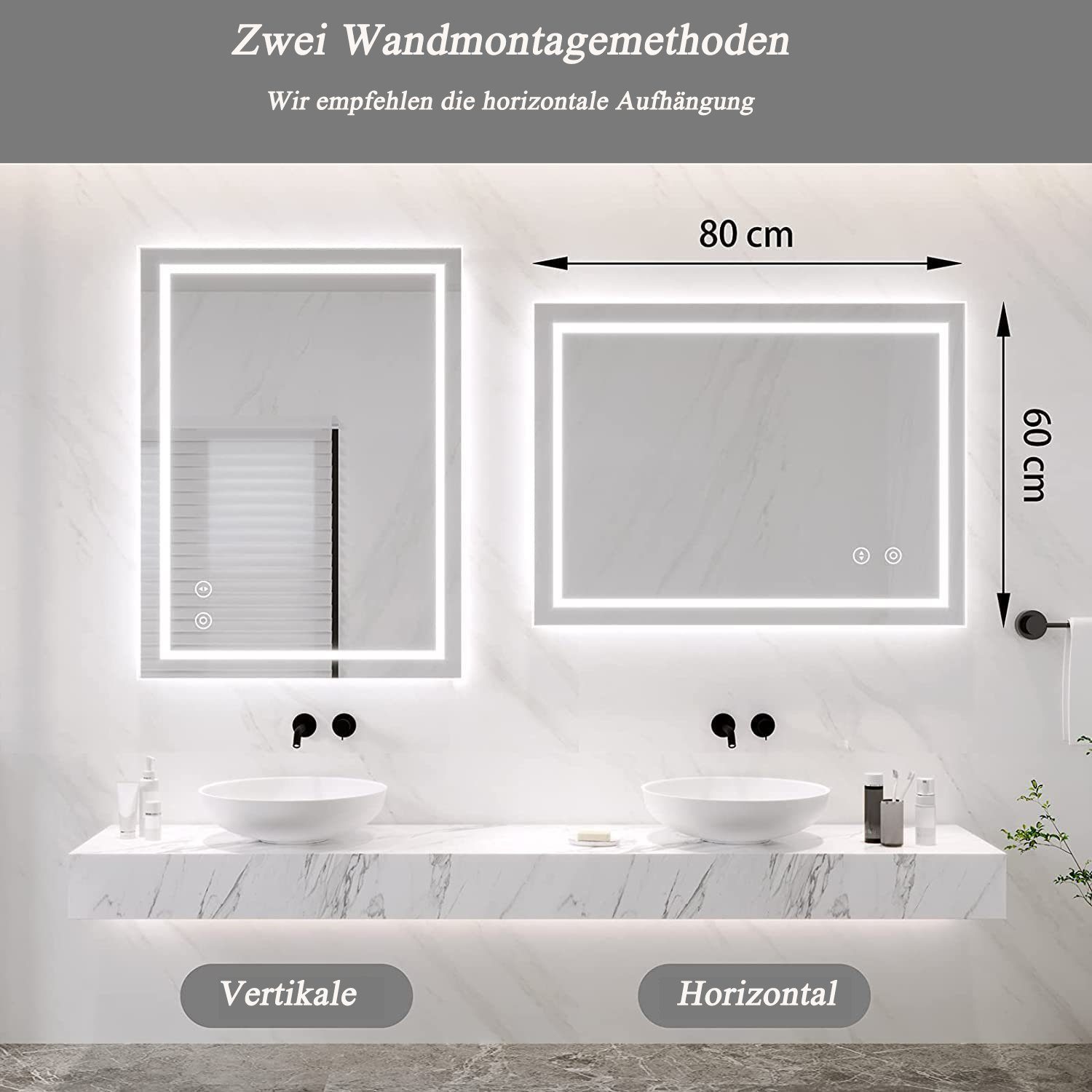 Dripex Badspiegel LED Badezimmerspiegel Rechteckig Wandspiegel, günstig online kaufen