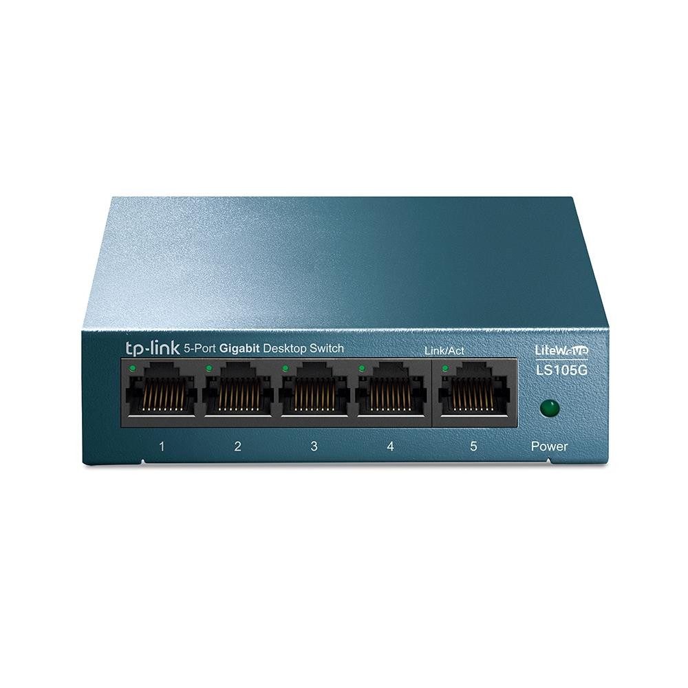 tp-link LS105G Netzwerk-Switch (5-Port Gigabit Desktop Switch Unmanaged LiteWave Metallgehäuse Blau)