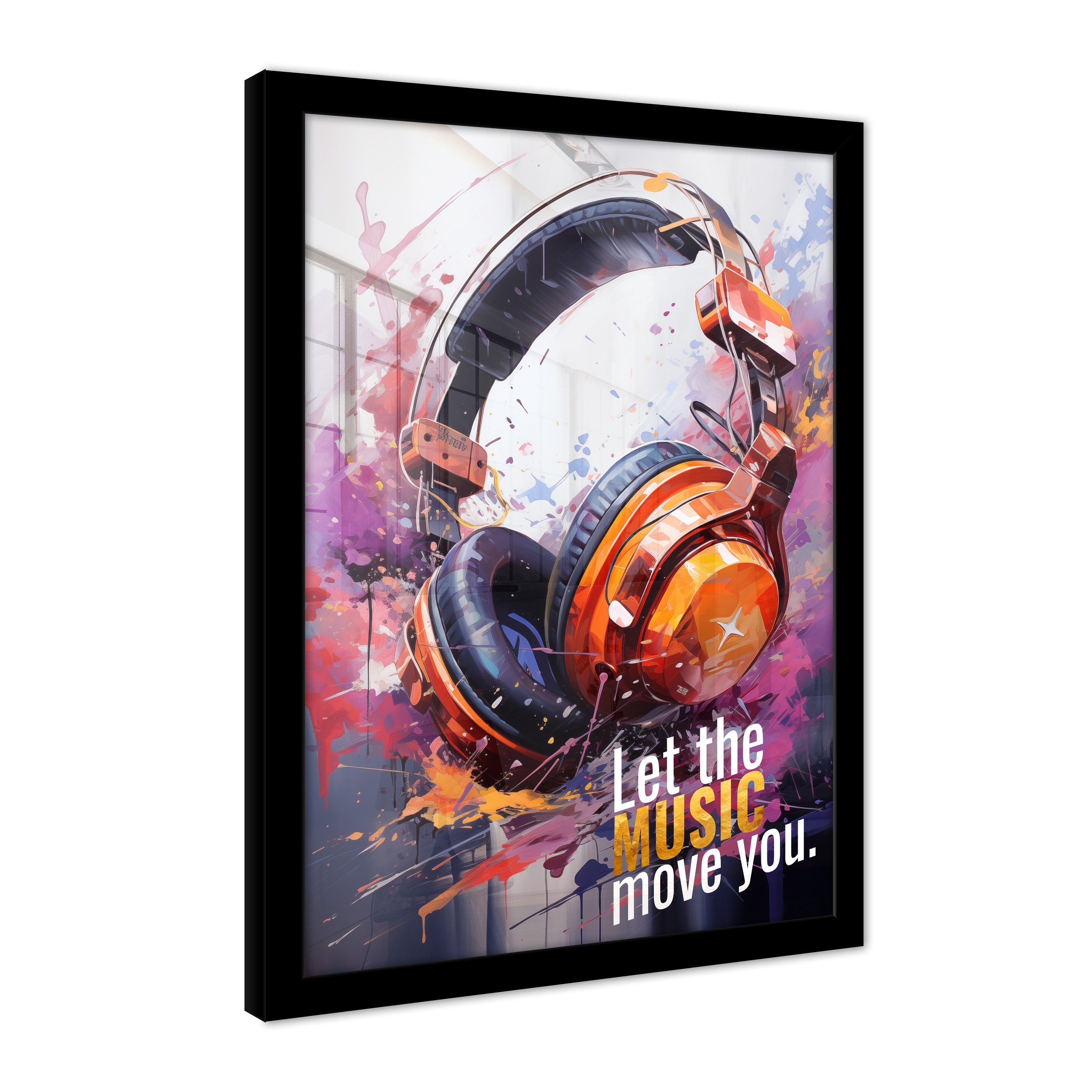 Wallarena Poster Musik Modern Wohnzimmer Schlafzimmer Kunstdruck Wandbild XXL, Graffiti Musik (Premium Poster mit Rahmen / Ohne Rahmen, 1 St), Groß Wandbilder Größen zur Auswahl: 30x40 cm / 50x70 cm / 70x100 cm