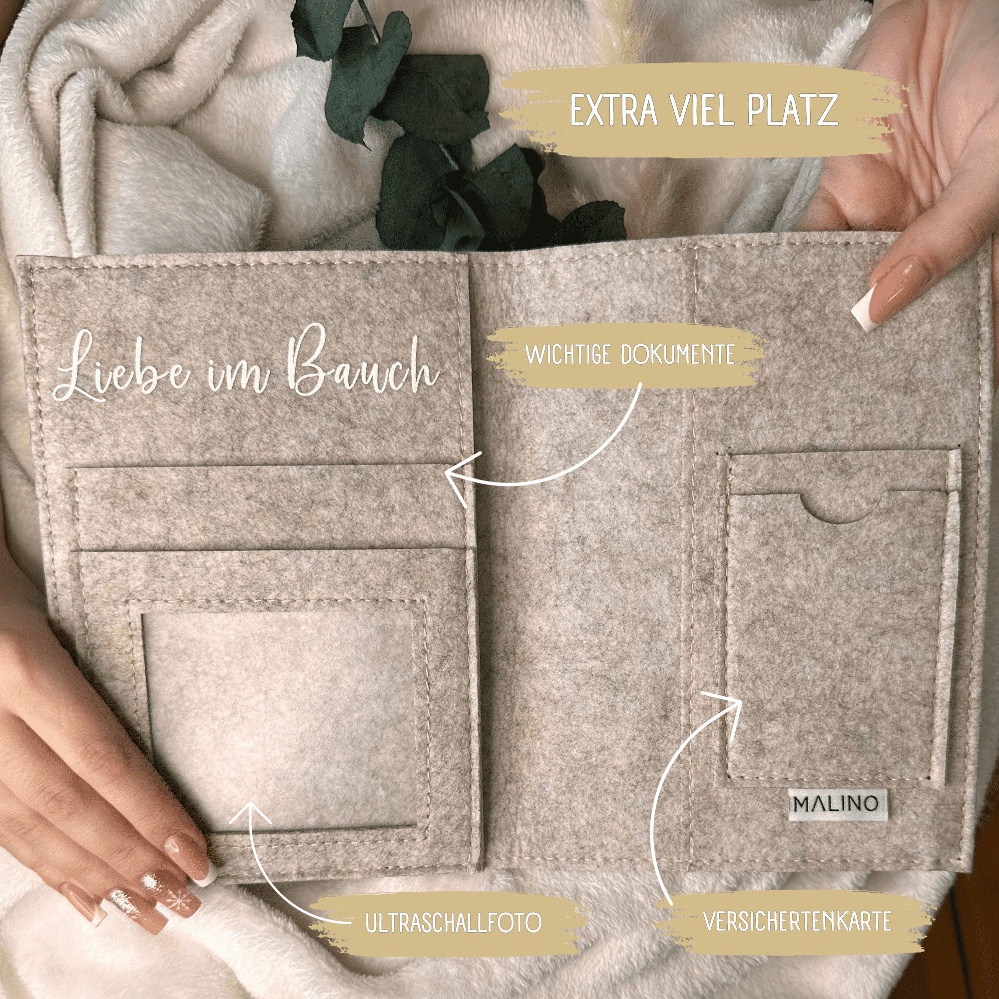 Malino Mutterpass-Hülle Mutterpasshülle Beige, Schutzhülle für Mutterpass, Mutterpass-Hülle