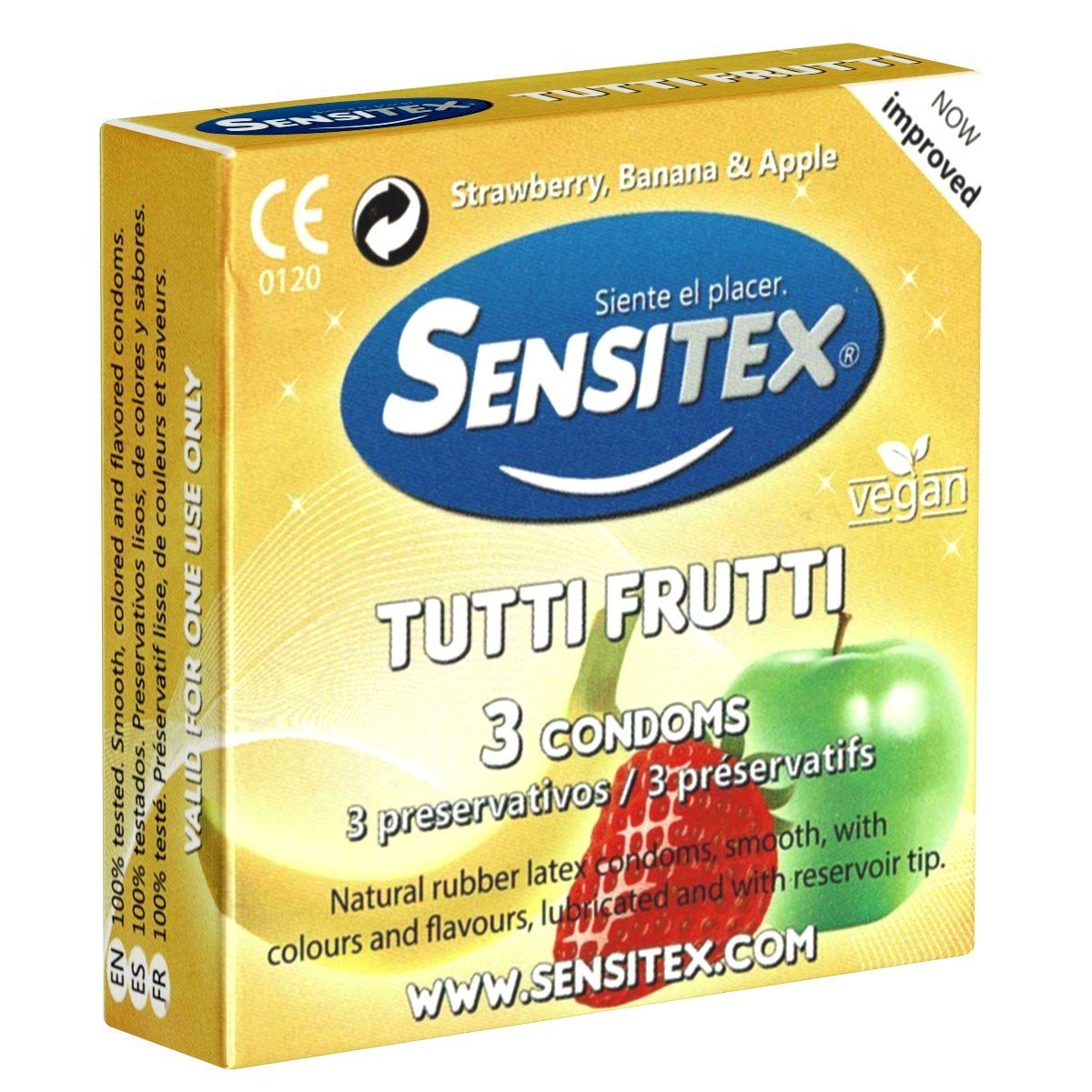 Sensitex Kondome Tutti Frutti St., Geschmack mit bunte mit, und vegane (Flavoured) 3 Kondome Packung