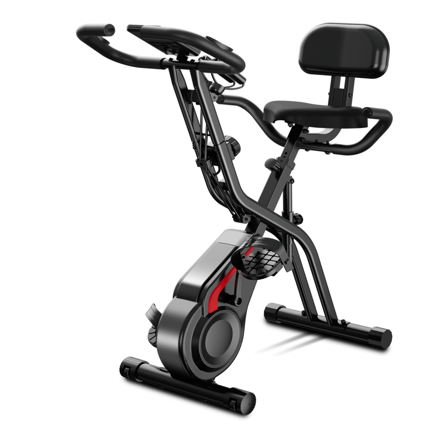 LONTEK Heimtrainer 5-in-1 Heimtrainer Fahrrad Klappbar (1-tlg), 16-Stufen Magnet-Widerstand, Pulsmessung, bis 136 KG