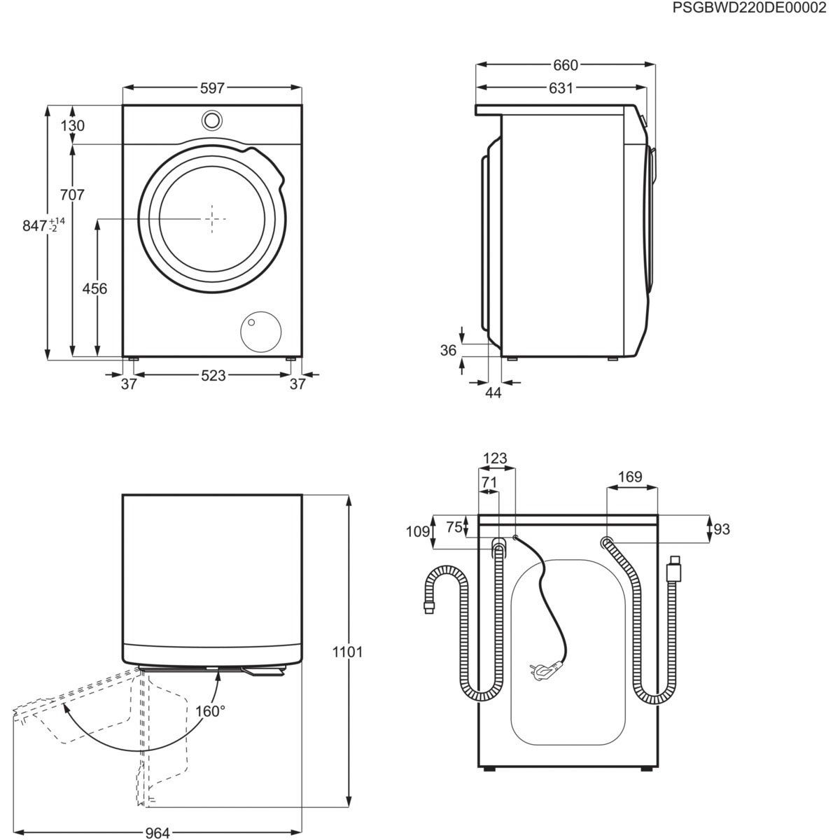 AEG Waschmaschine Serie 7000 % - für 96 weniger kg, Wifi LR7EA610FL Wasserverbrauch 1600 10 ProSteam Dampf-Programm U/min, & 914501652