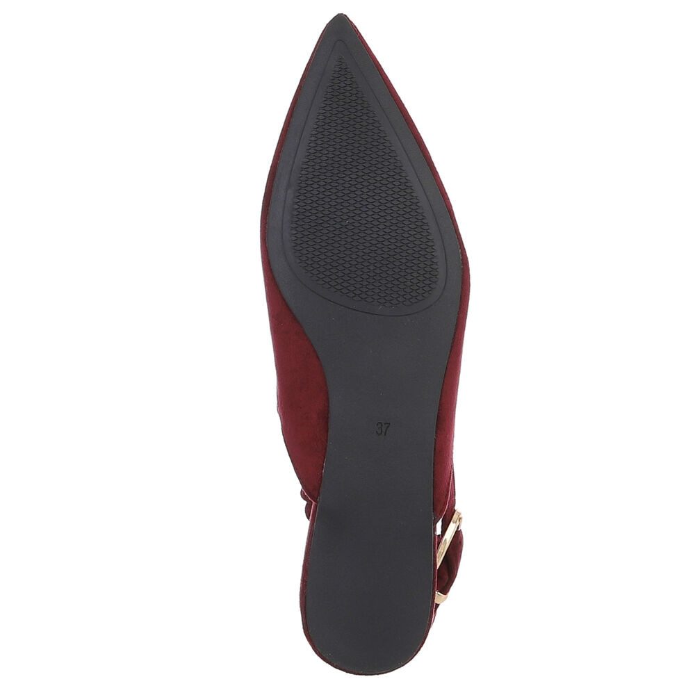 Ital-Design Damen Slingback Schuh flach mit Metallschnalle Schnürpumps (92078982) Flach Schnür- & Riemchenpumps in Weinrot