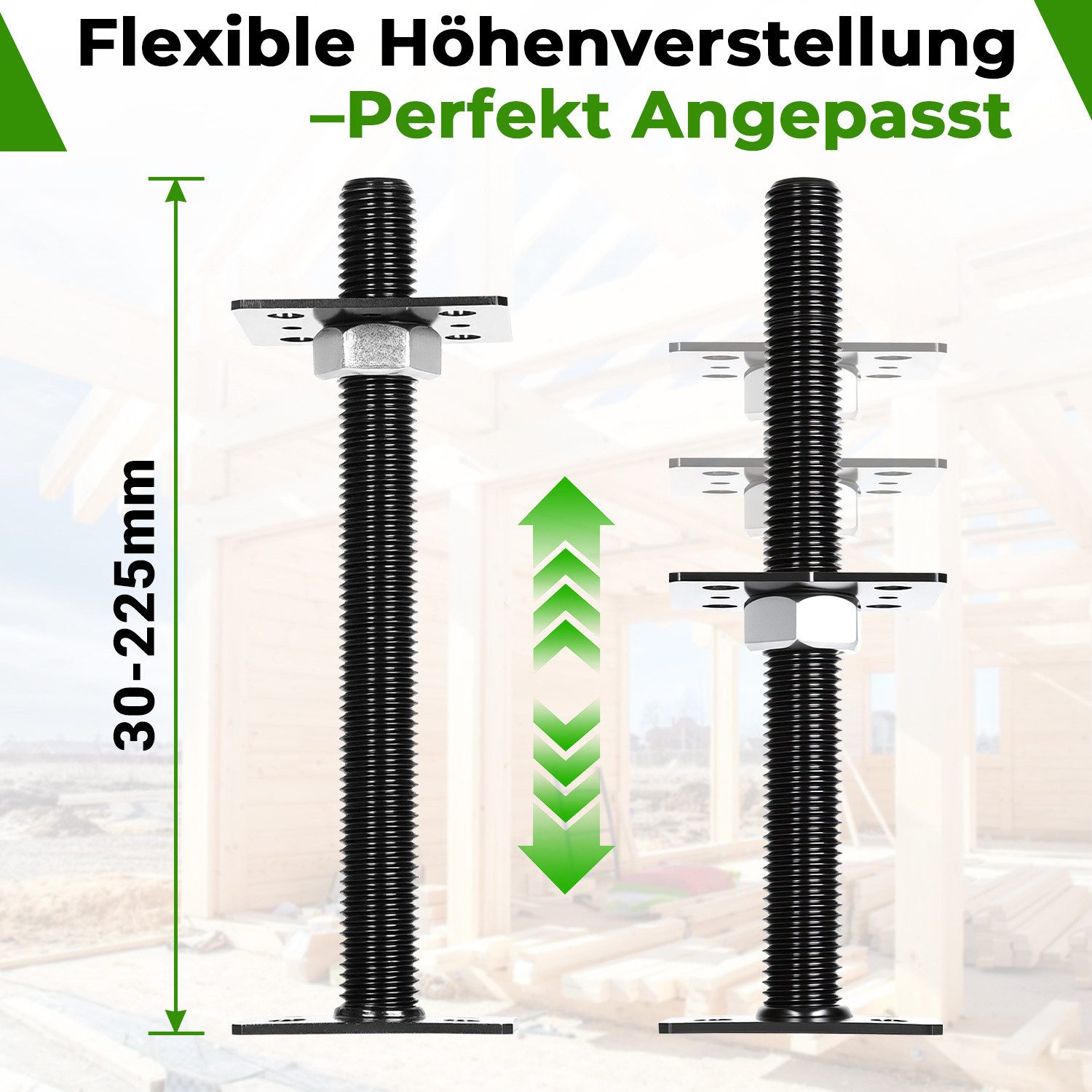 Clanmacy Pfostenträger Pfostenträger höhenverstellbar 30–250 mm – für Zaun, Schwarz 4PCS