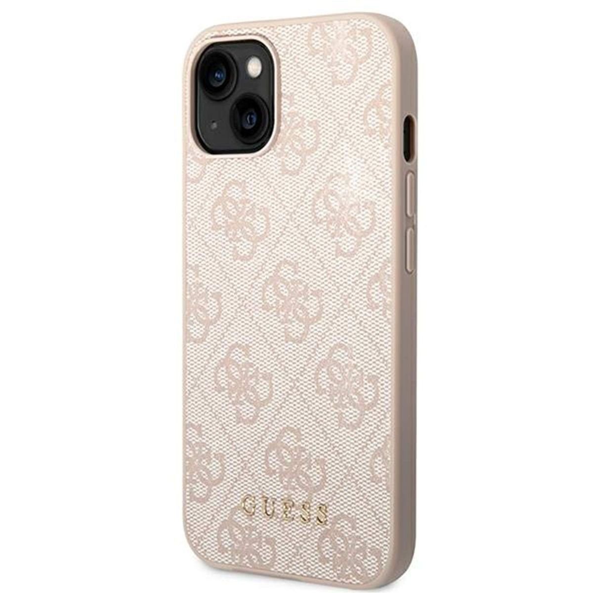 Guess Handyhülle Guess 4G Metal Gold Logo Apple iPhone 14 Hard Case Cover  Schutzhülle Rosa