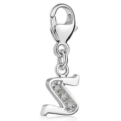 Materia Charm Buchstabe Silber Anhänger Buchstabe " S " Alphabet Zirkonia C69, 925 Sterling Silber, rhodiniert