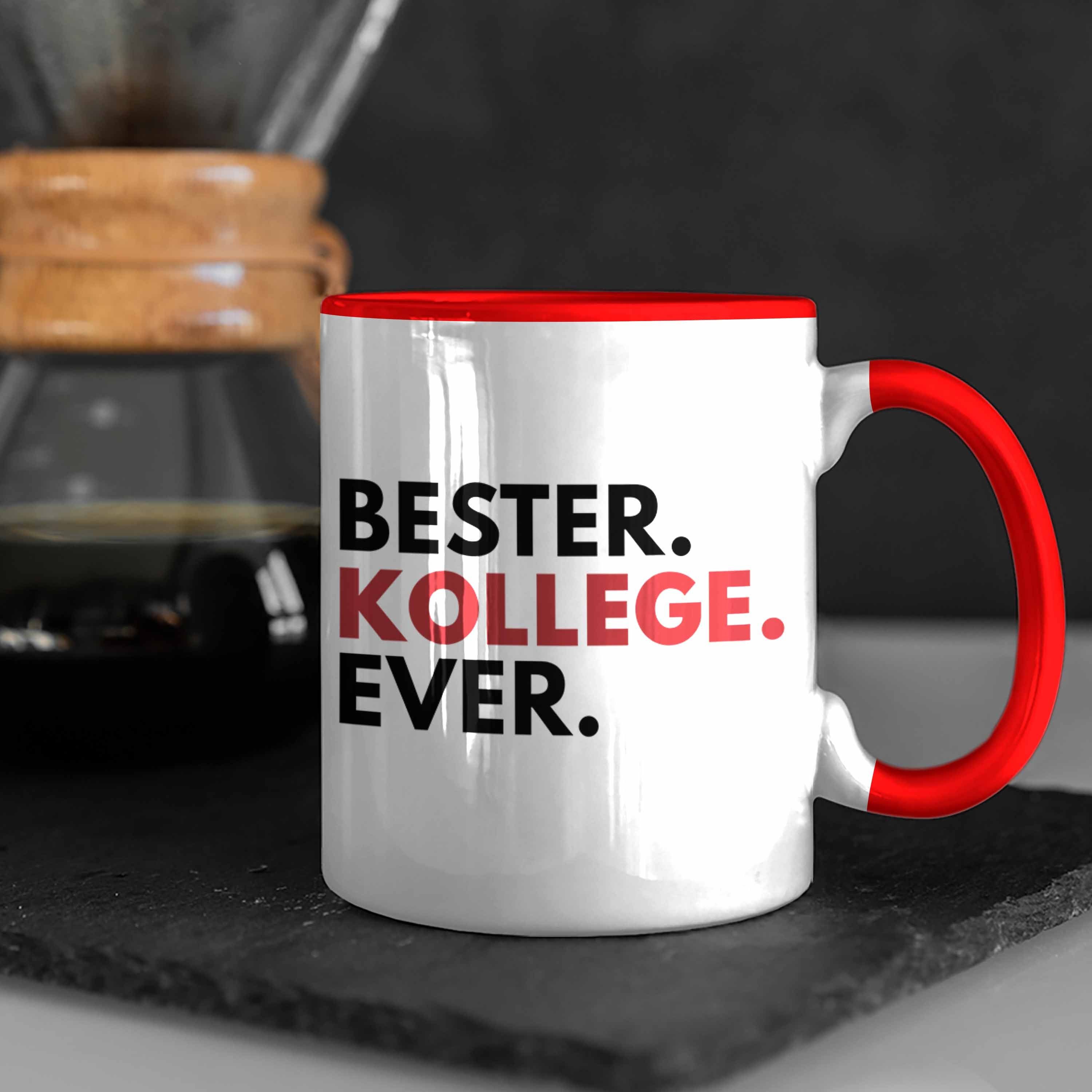 Trendation Tasse Geschenk Kollege Bester Kaffeetasse Trendation Ever Abschiedsgeschenk Lieblingskollege - Kollegen Tasse Büro Rot