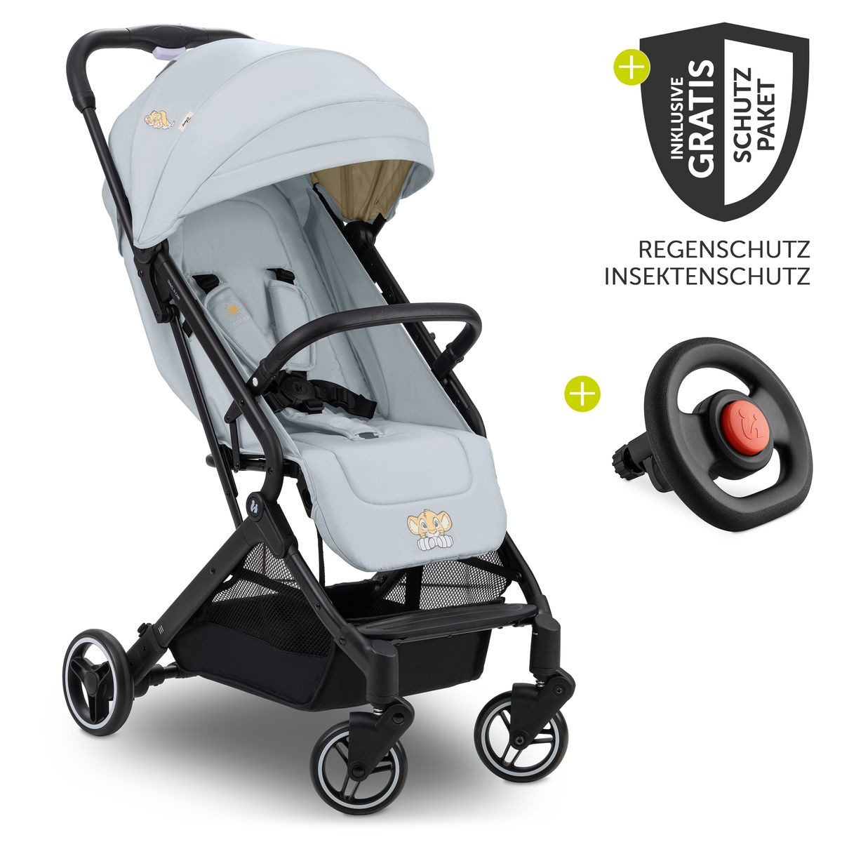 Hauck Sportbuggy Travel N Care - Simba, leichter Reisebuggy & Sportwagen mit Liegeposition, Lenkrad & Zubehör