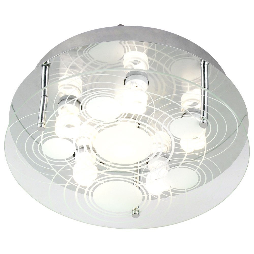 Globo LED Deckenleuchte, Wohnzimmerleuchte Deckenlampe Deckenleuchte satiniert nicht inklusive, Leuchtmittel 6 Flammig Glas