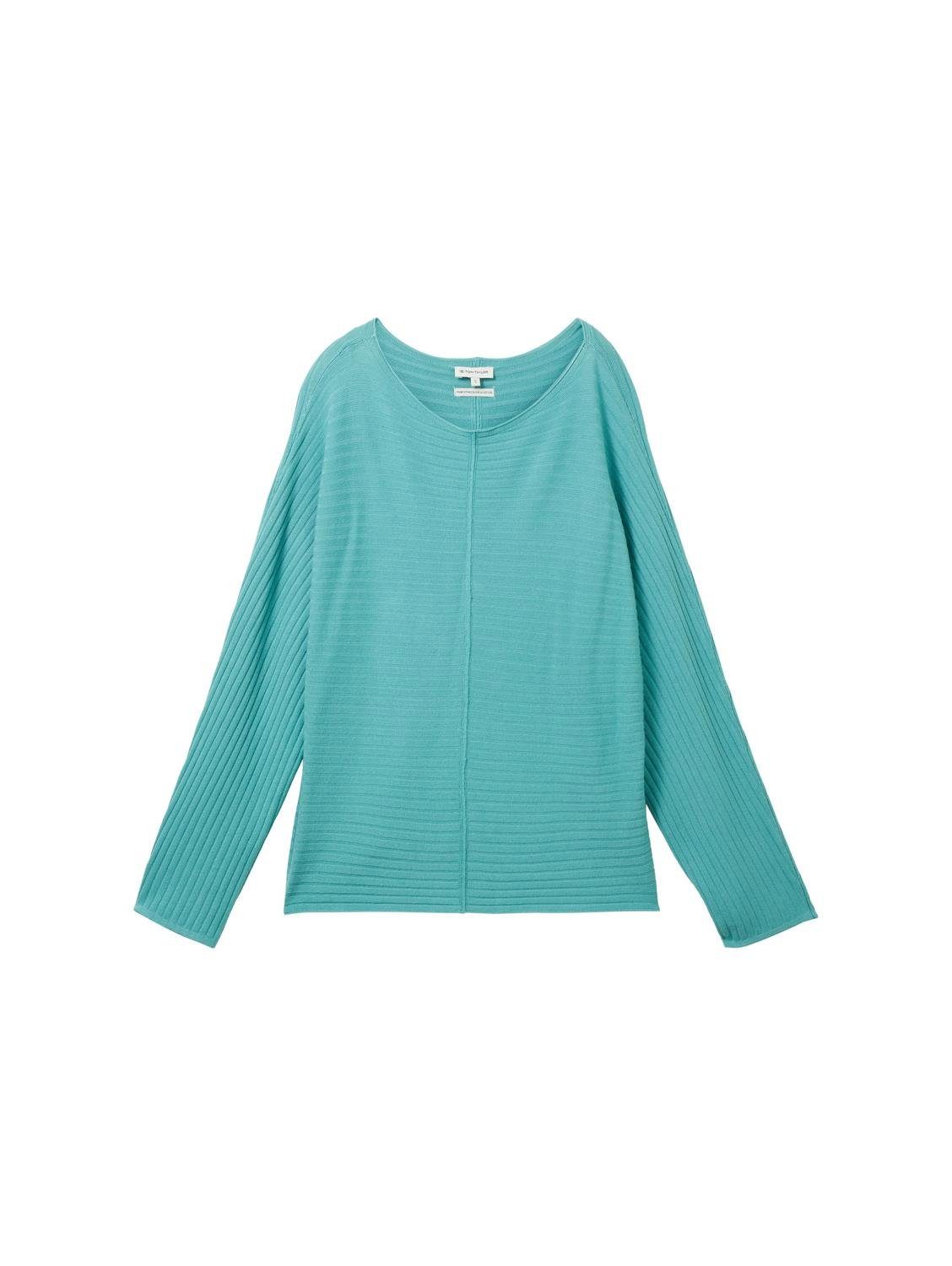 TOM TAILOR Sweatshirt Knit structured batwing, Summer Teal