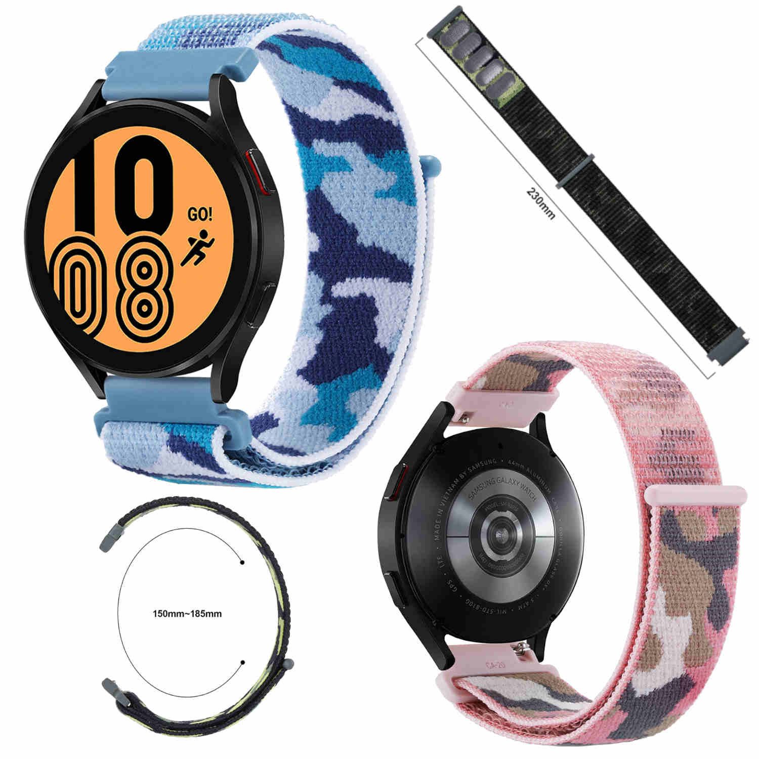 Wigento Smartwatch-Armband Für Samsung Galaxy Watch FE 6 5 4 Normal Pro Classic Nylon Armband