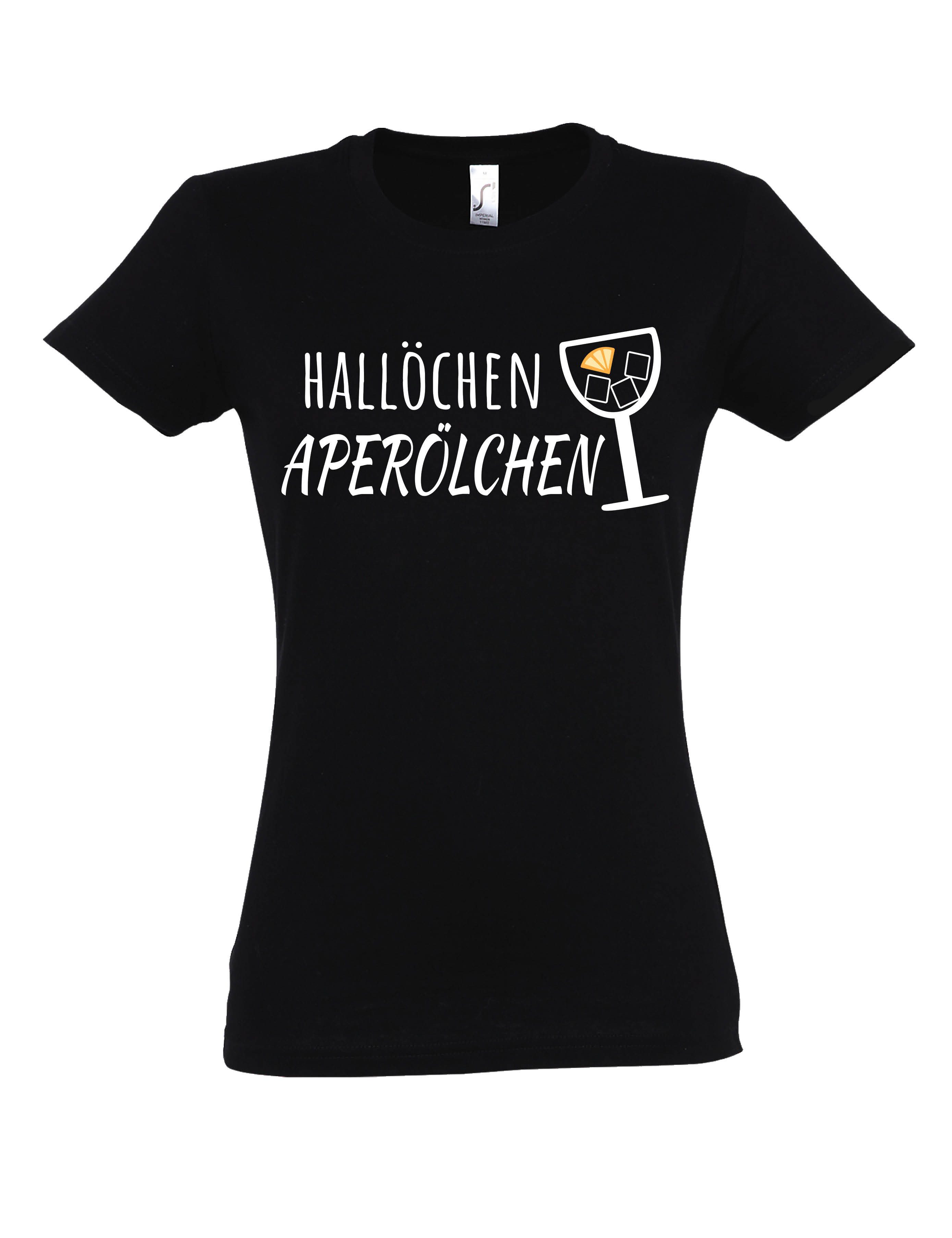 Youth Designz Print-Shirt "Hallöchen Aperölchen" Print Damen T-Shirt Statement Geschenk Frauen mit lustigen stylischen Aufdruck für Frauen