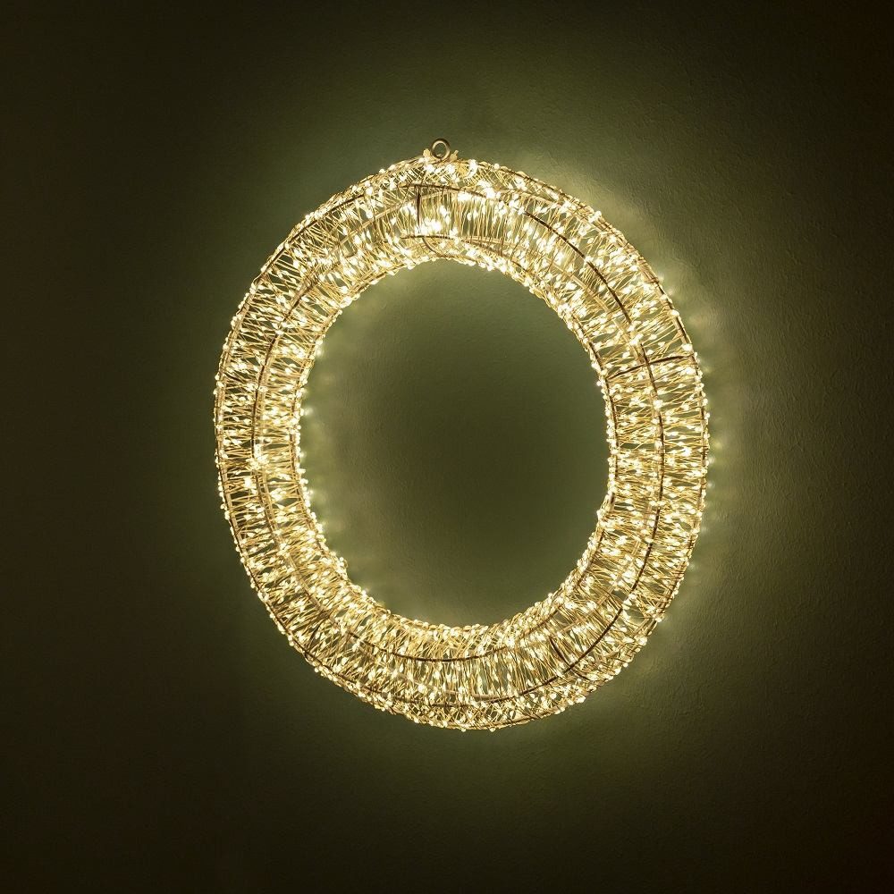 Star-Max Beleuchtetes Fensterbild 35557 LED Drahtkranz 40x7cm 1920er warmweiß 6/18h Timer innen-außen