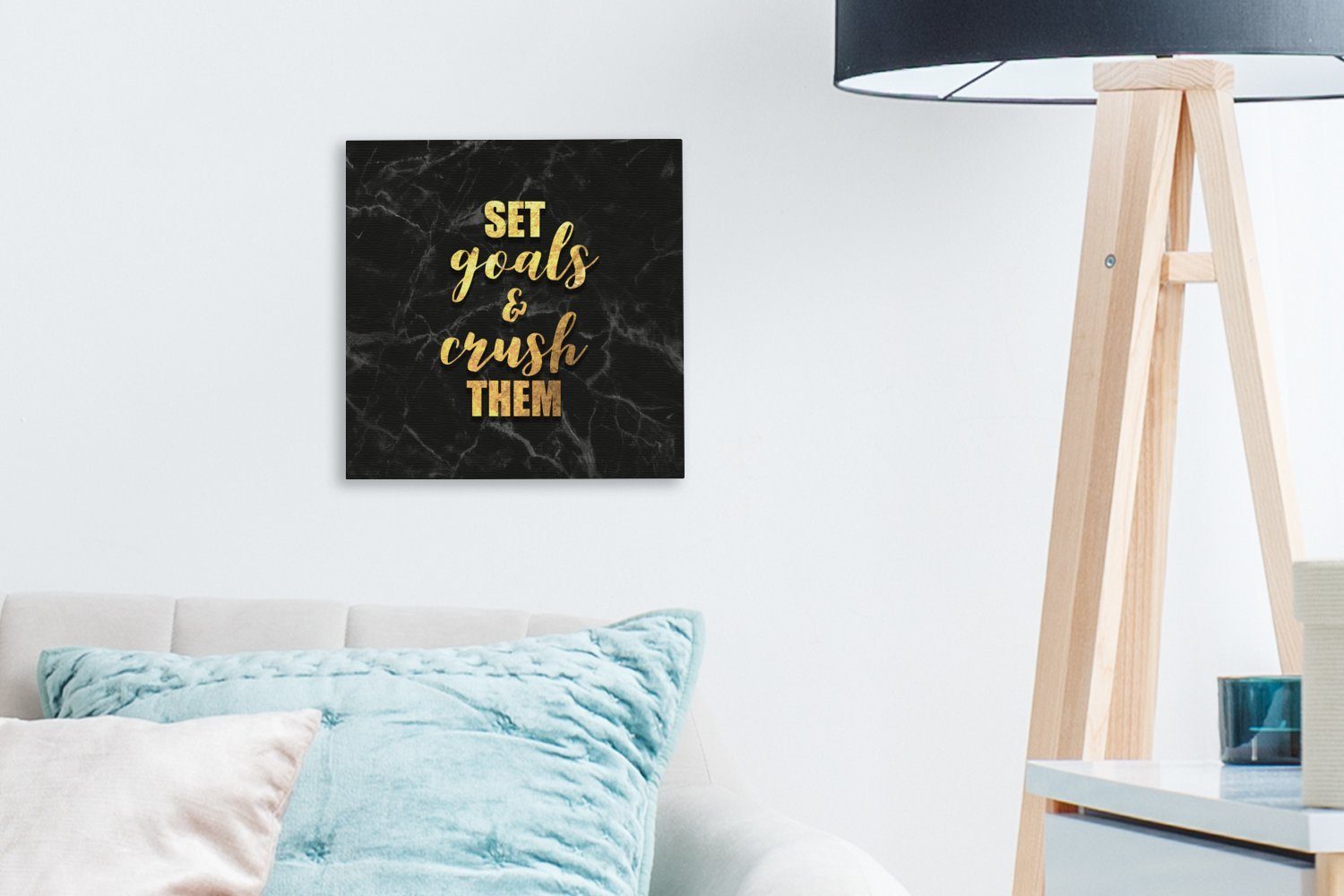 OneMillionCanvasses® Leinwandbild Zitat - Leinwand Schlafzimmer Gold, Wohnzimmer Marmor Motivation St), - für - (1 Bilder