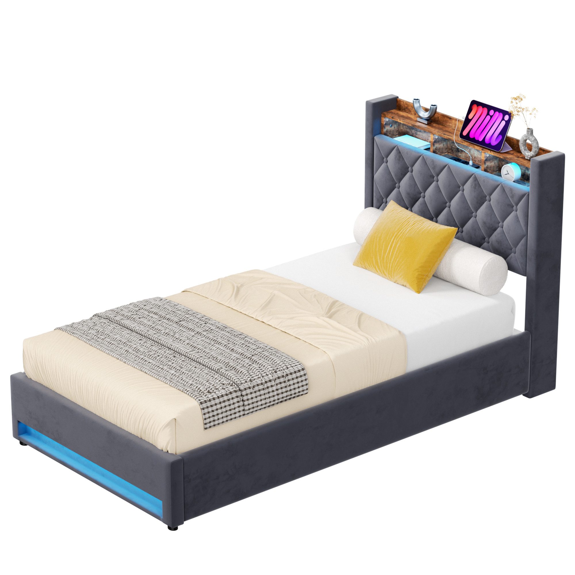 OKWISH Polsterbett Funktionsbett Stauraumbett (Luxuriöses Polsterbett günstig online kaufen