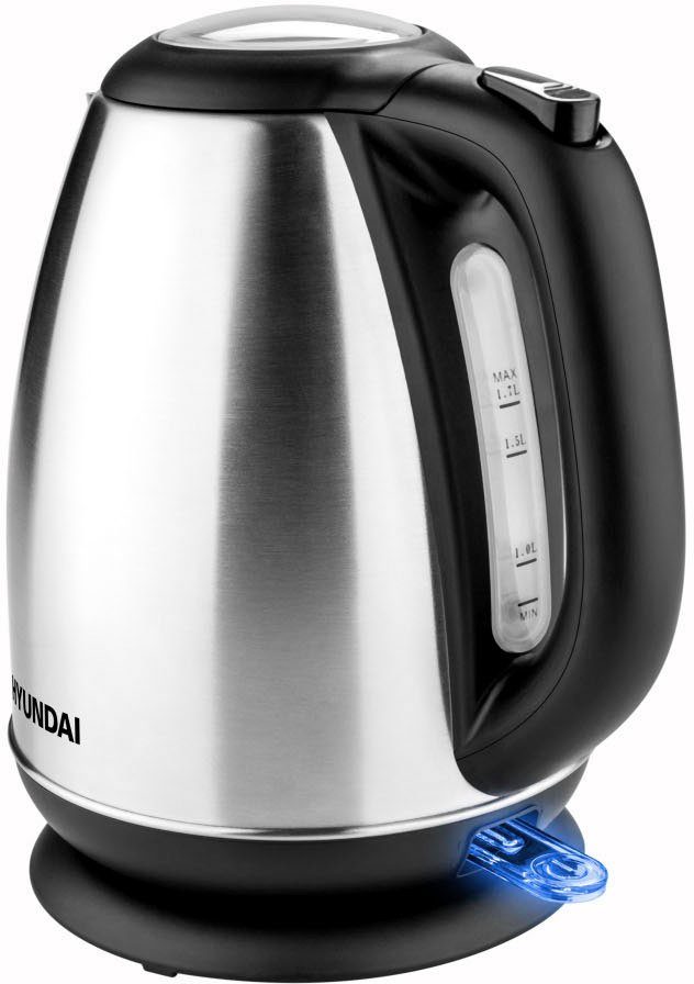 Hyundai Wasserkocher VK302, 1,7 l, 2200 W, Edelstahl, Doppelsicherheitssystem, transparenter Deckel