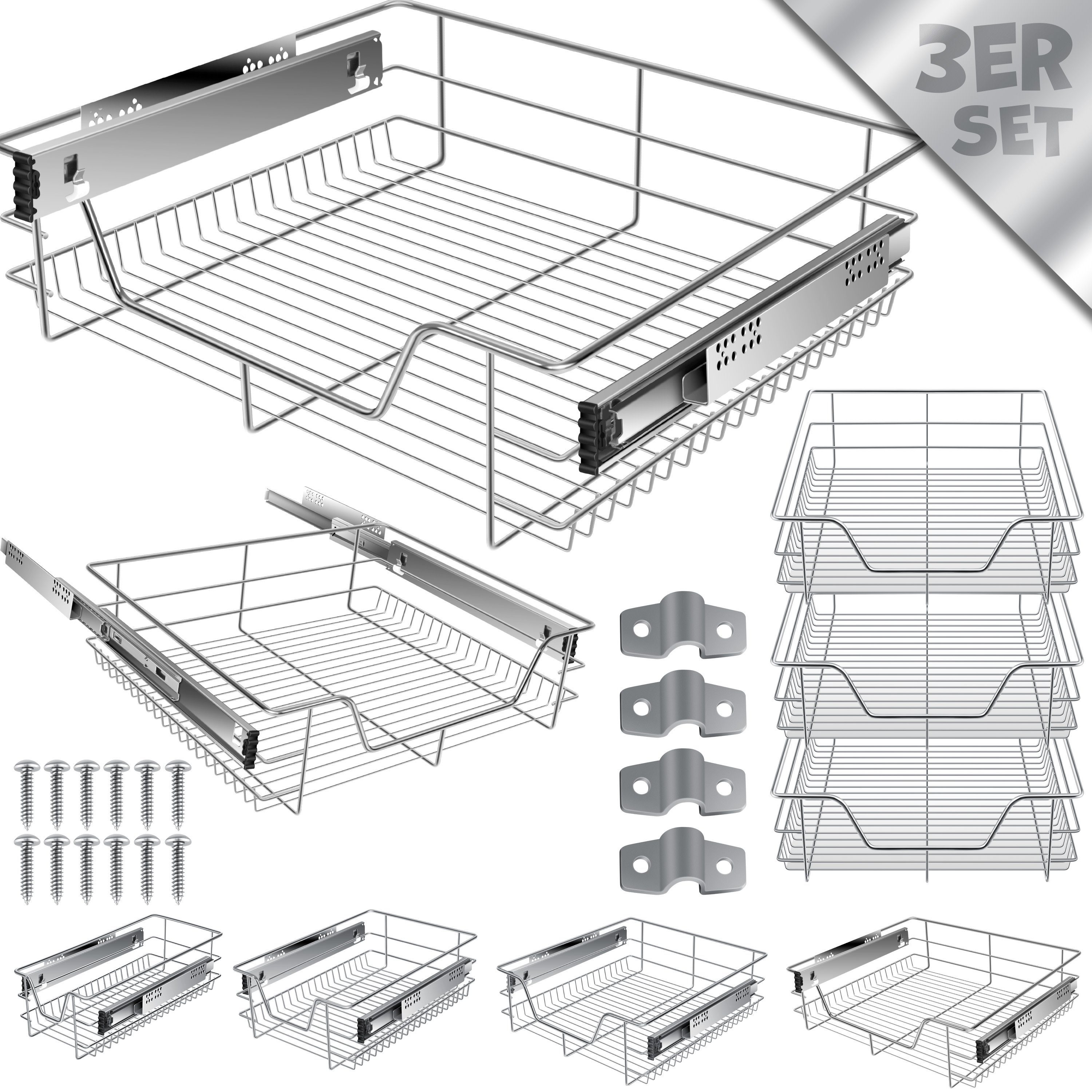 KESSER Schublade, Teleskopschublade Küchenschublade Küchenschrank