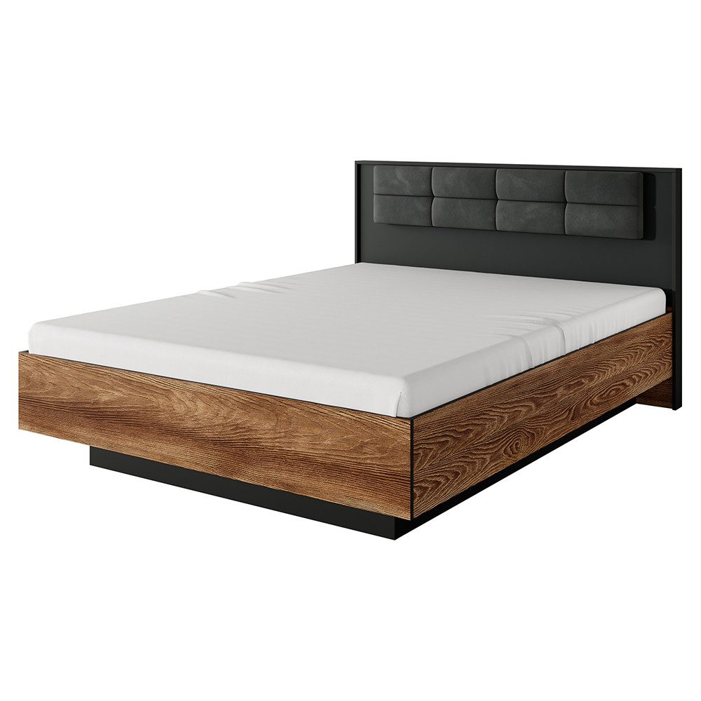 Lomadox Bettgestell MEZZANA-167, in Kastanie und schwarz, 160x200 cm Liegefläche