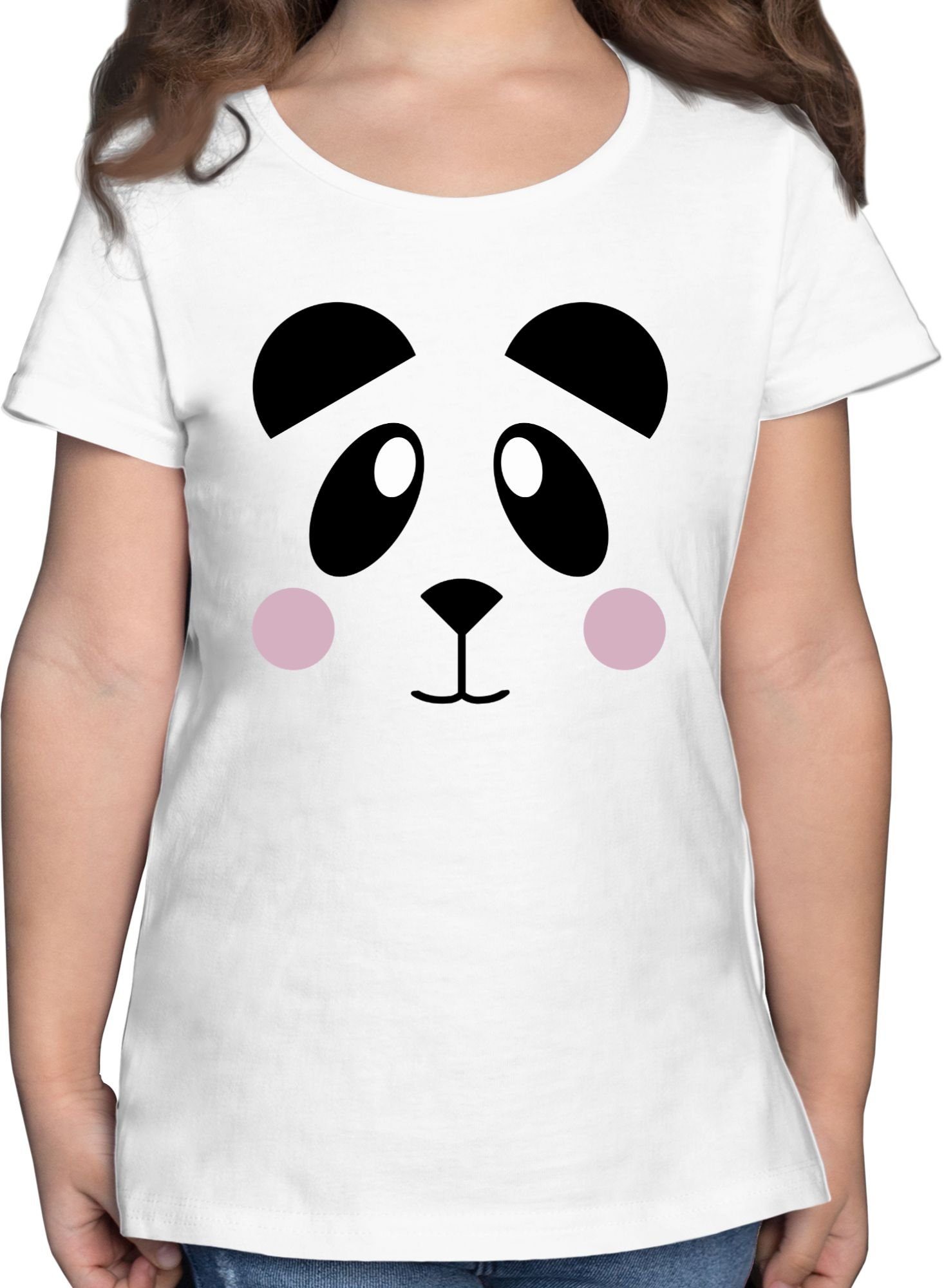 Shirtracer T-Shirt Panda Shirt süß 1 Animal Print Weiß Tiermotiv